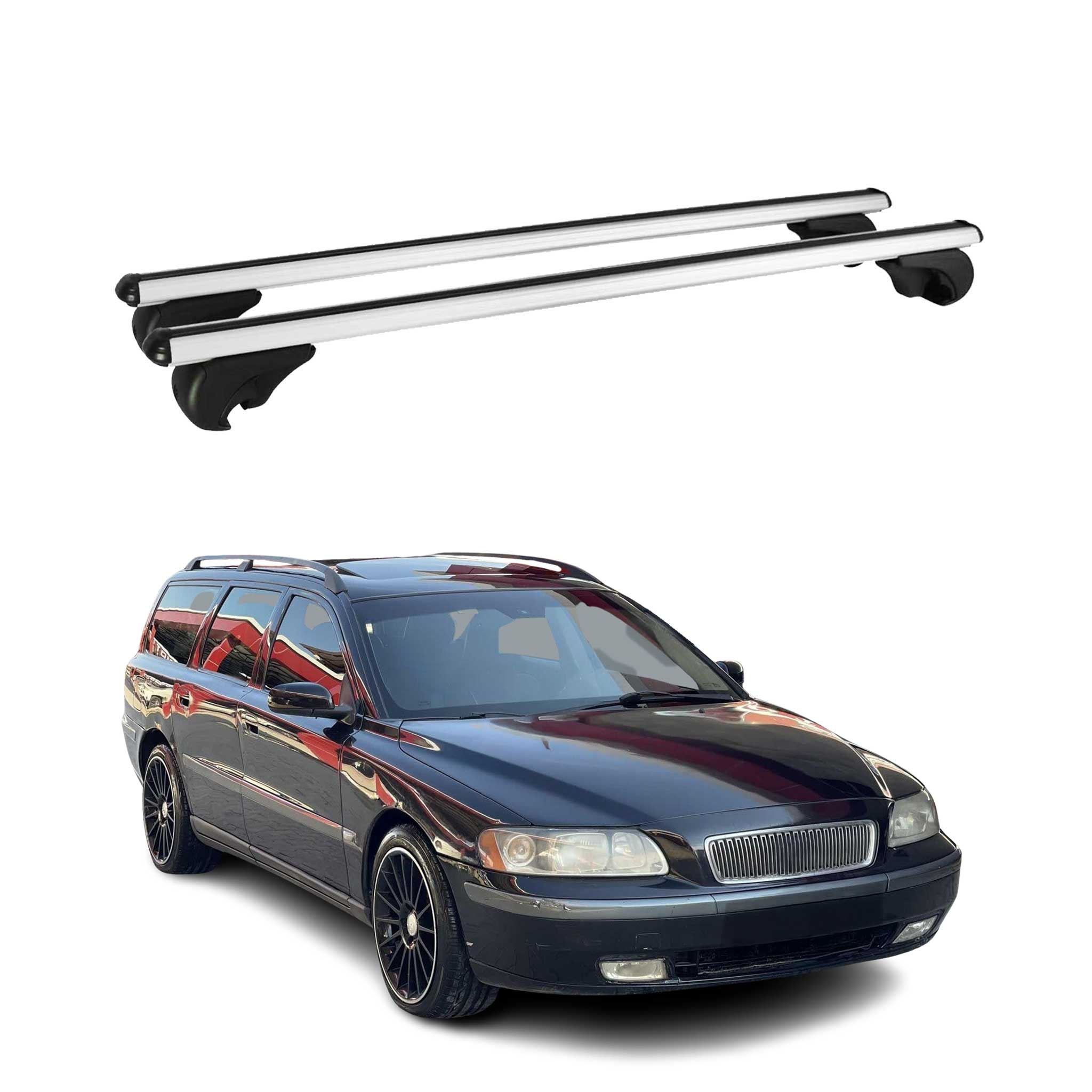 Omac Aluminium Dachträger Querträger Für Volvo V70 Xc70 Ii 2000-2007 – Tüv / Din 75302:2019 – Abschließbar – Max. 75 Kg – 2 Stangen Silber