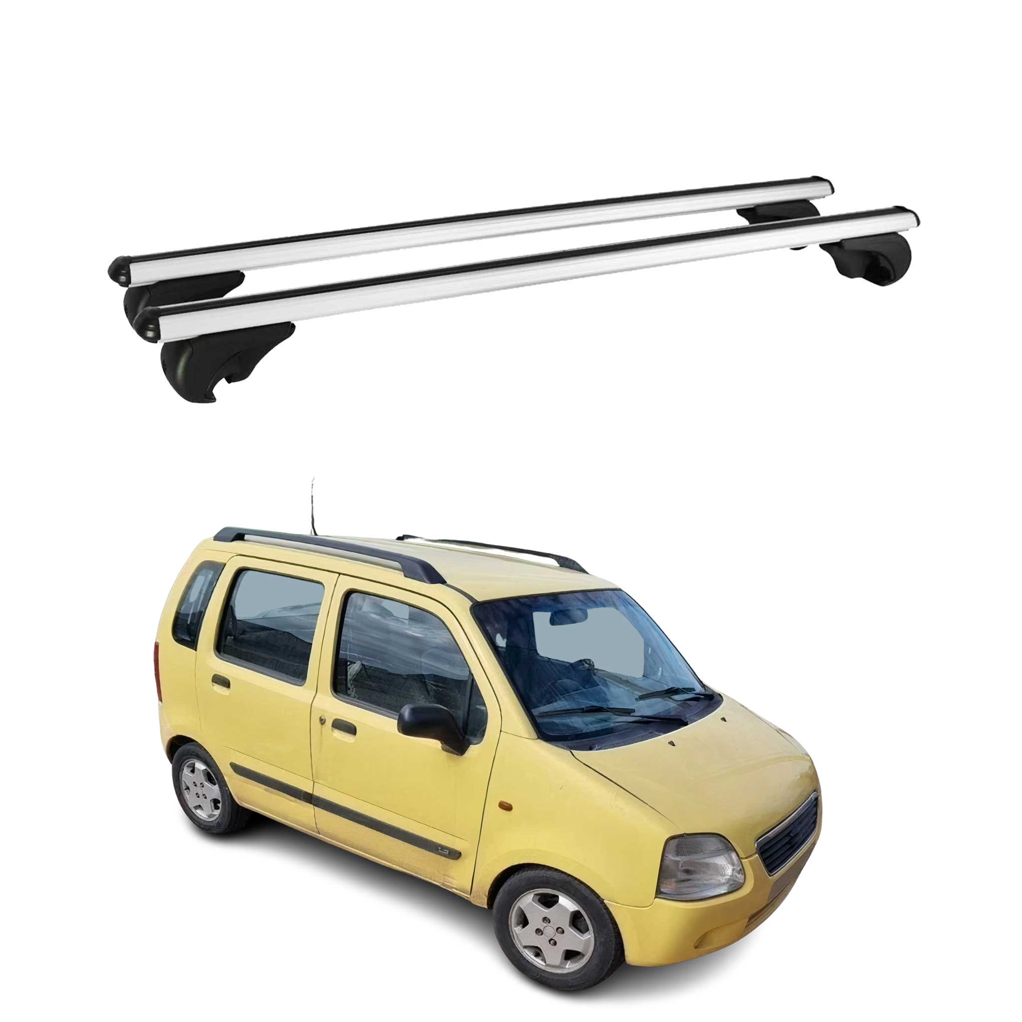 Omac Aluminium Dachträger Querträger Für Suzuki R+ 2000-2010 – Tüv / Din 75302:2019 – Abschließbar – Max. 75 Kg – 2 Stangen Silber