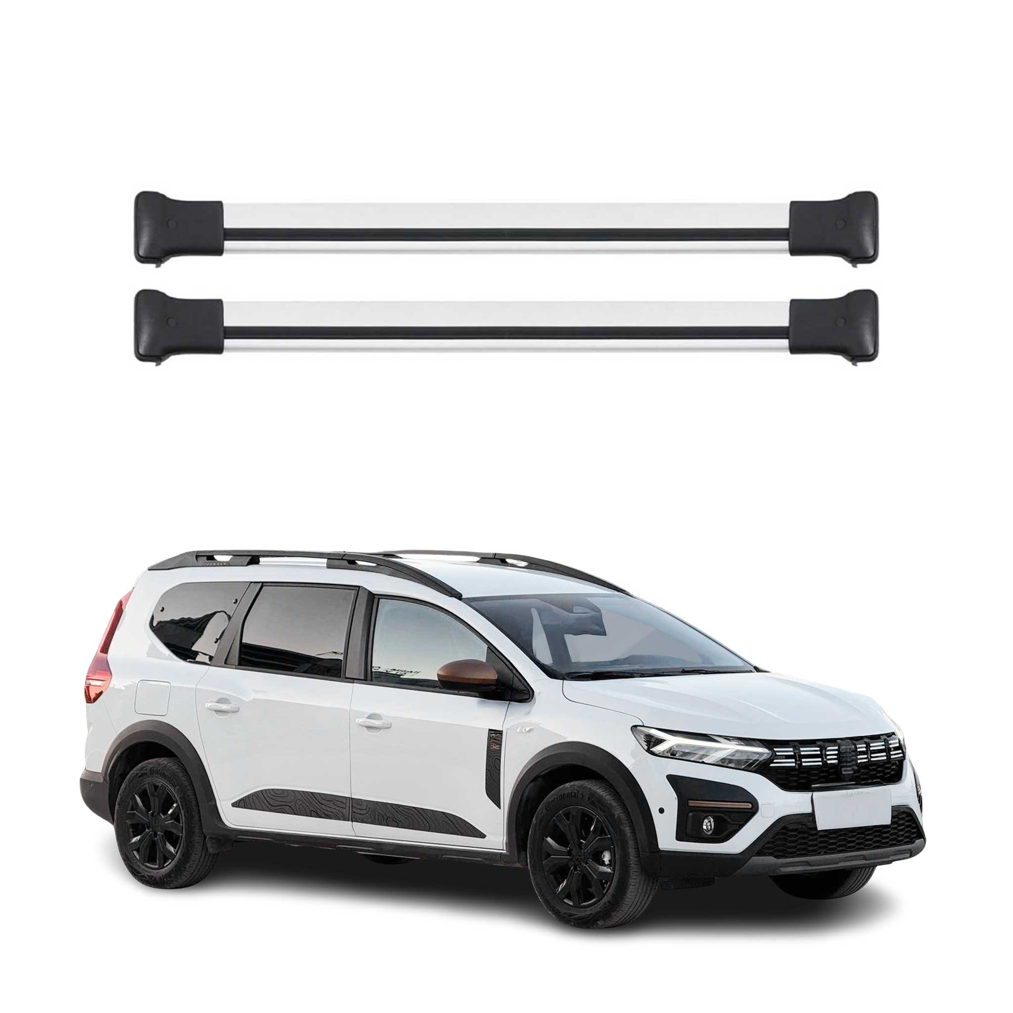 Omac Aluminium Dachträger Querträger Für Dacia Jogger 2022-2026 – Max. 75 Kg – 2 Stangen Silber