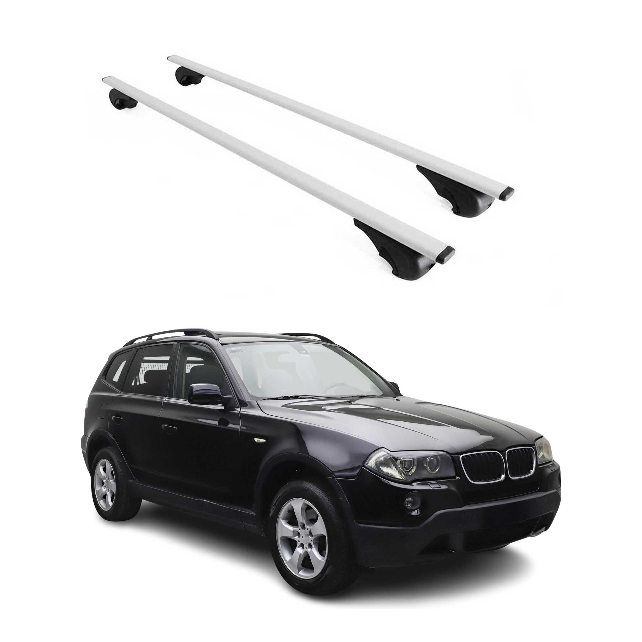 Omac Dachträger Querträger Für Bmw X3 E83 2003-2010 – Abschließbar – Max. 75 Kg – 2 Stangen Stahl Silber