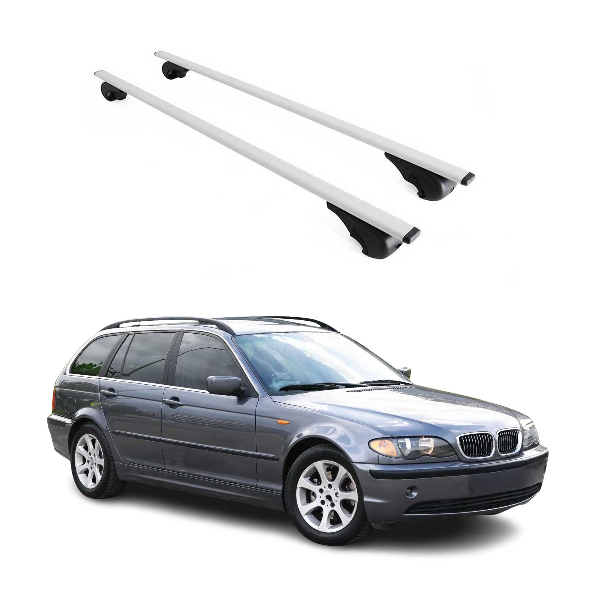 Omac Dachträger Querträger Für Bmw 3er E46 Touring 1999-2007 – Abschließbar – Max. 75 Kg – 2 Stangen Stahl Silber