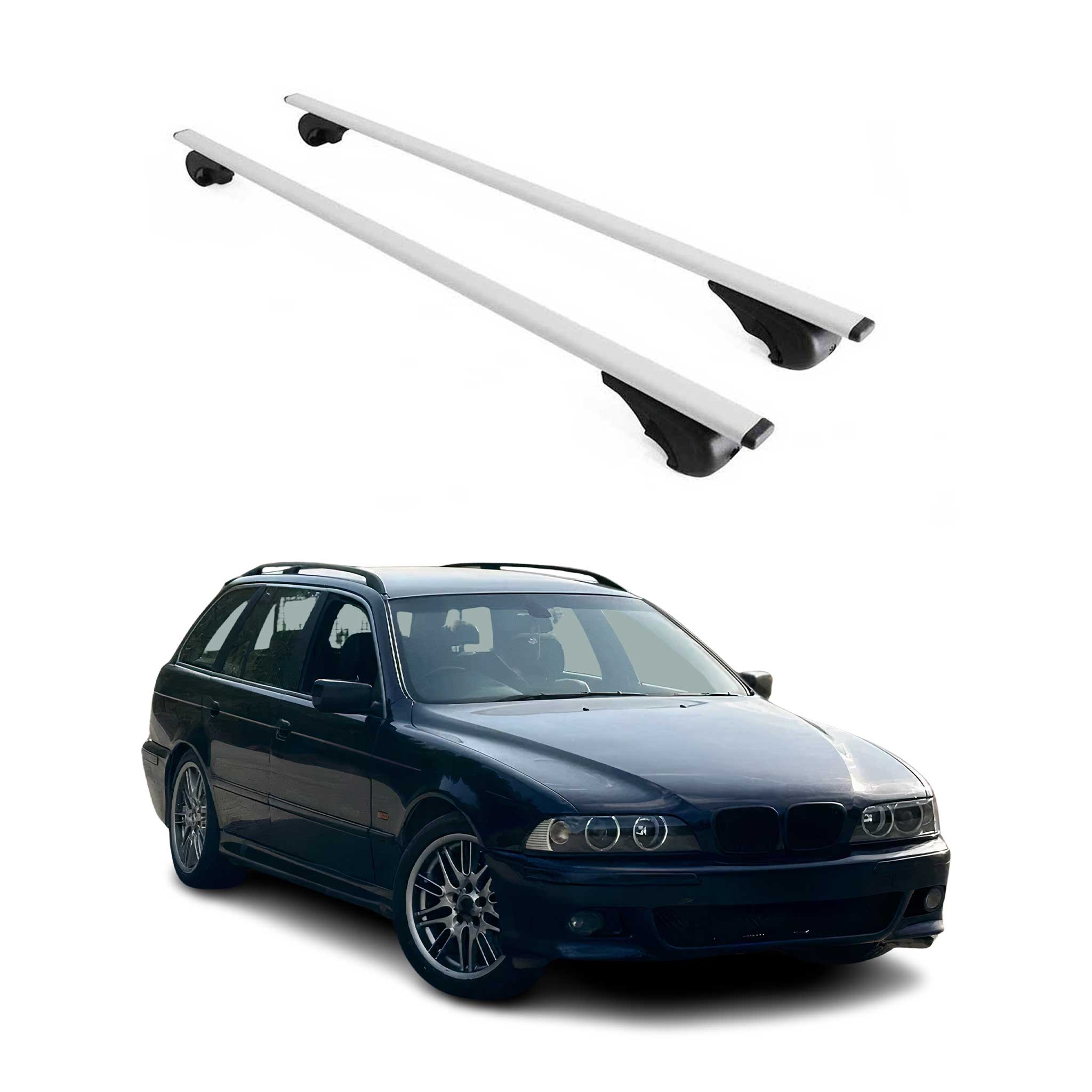 Omac Dachträger Querträger Für Bmw 5er E39 Touring 1997-2004 – Abschließbar – Max. 75 Kg – 2 Stangen Stahl Silber