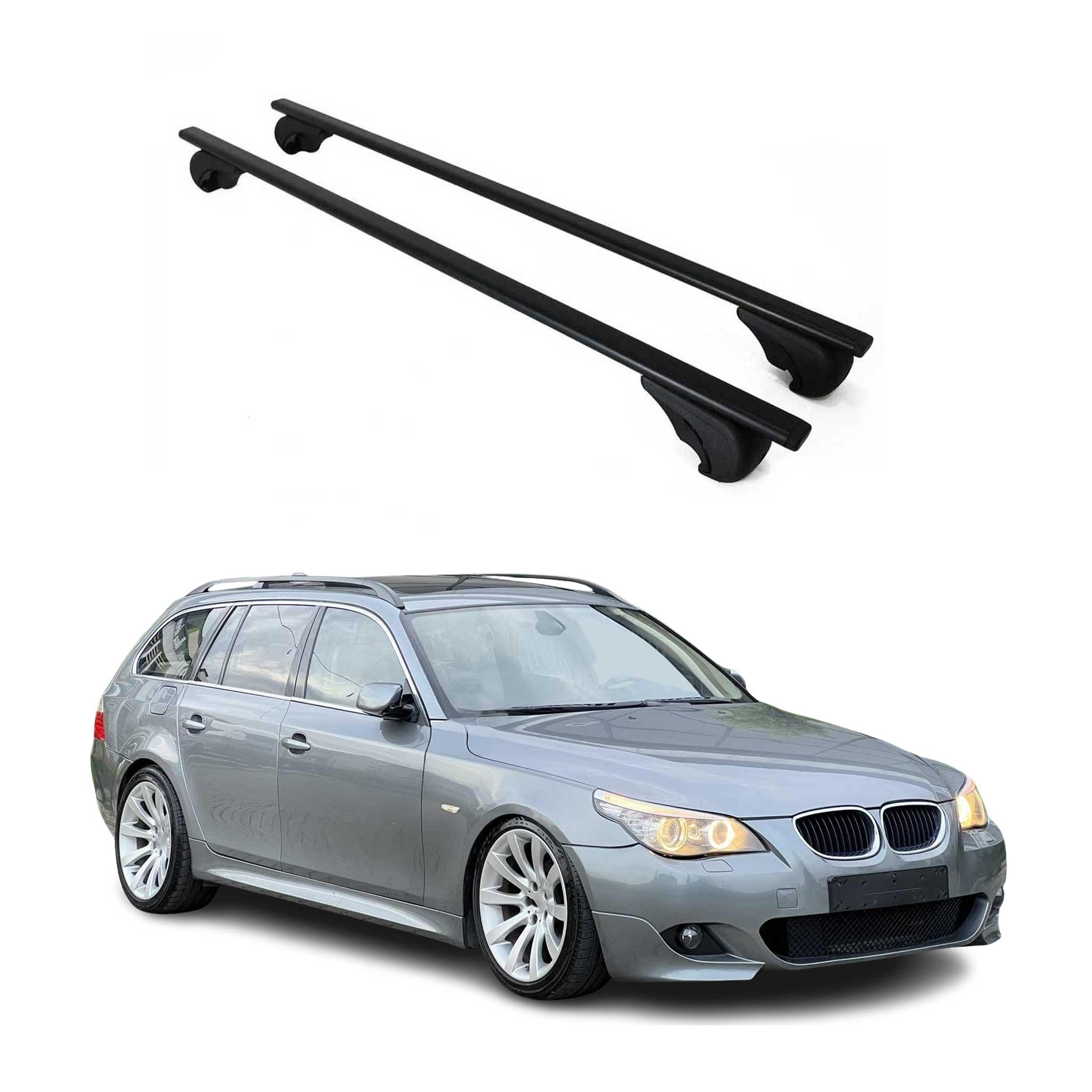 Omac Dachträger Querträger Für Bmw 5er E61 Touring 2004-2010 / M5 E61 Touring 2007-2010 – Abschließbar – Max. 75 Kg – 2 Stangen Stahl Schwarz