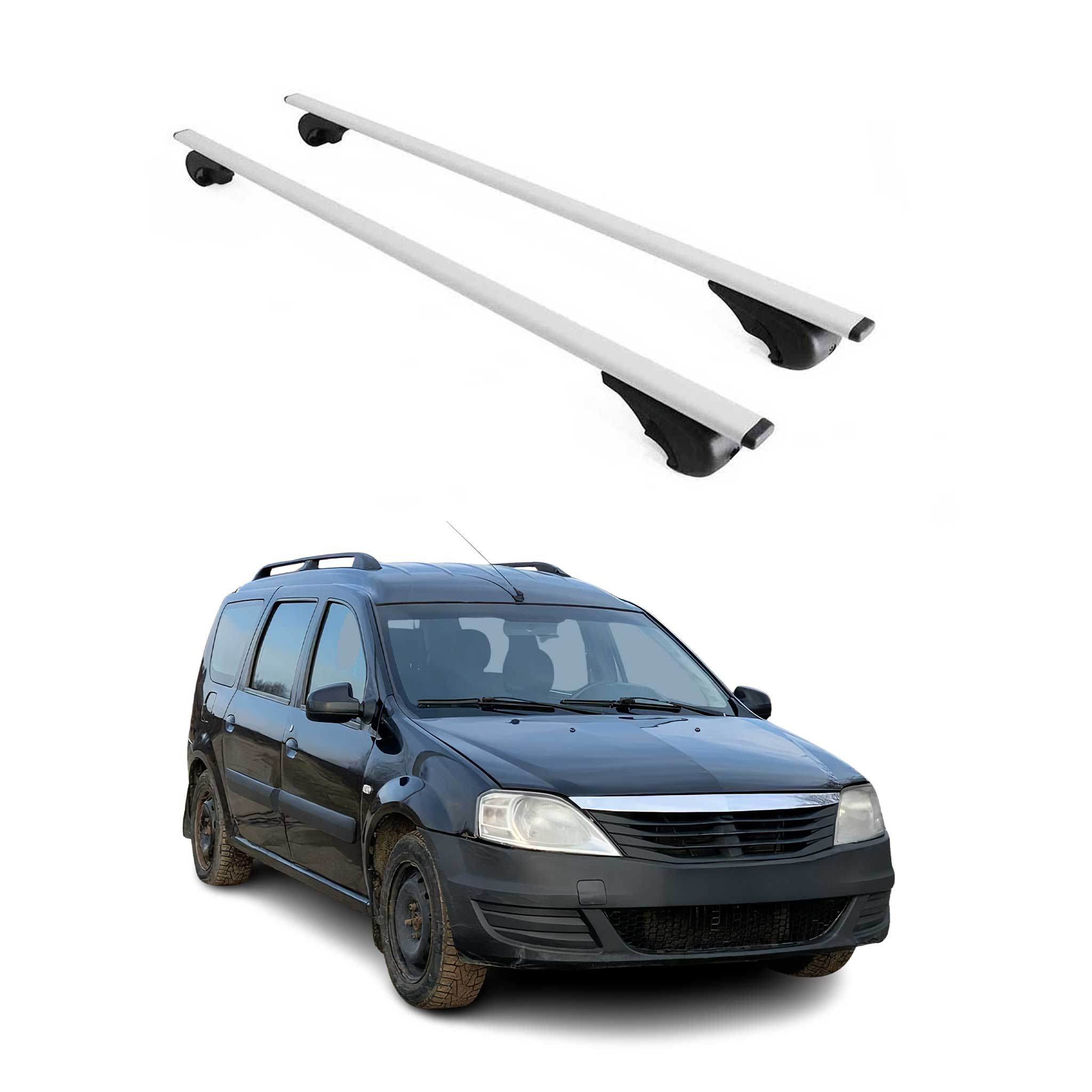 Omac Dachträger Querträger Für Dacia Logan 2007-2013 – Abschließbar – Max. 75 Kg – 2 Stangen Stahl Silber