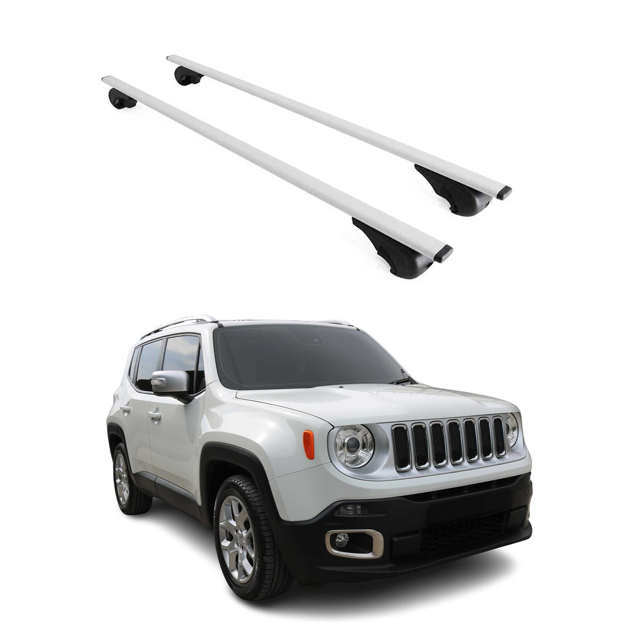 Omac Dachträger Querträger Für Jeep Renegade 2015-2025 – Abschließbar – Max. 75 Kg – 2 Stangen Stahl Silber