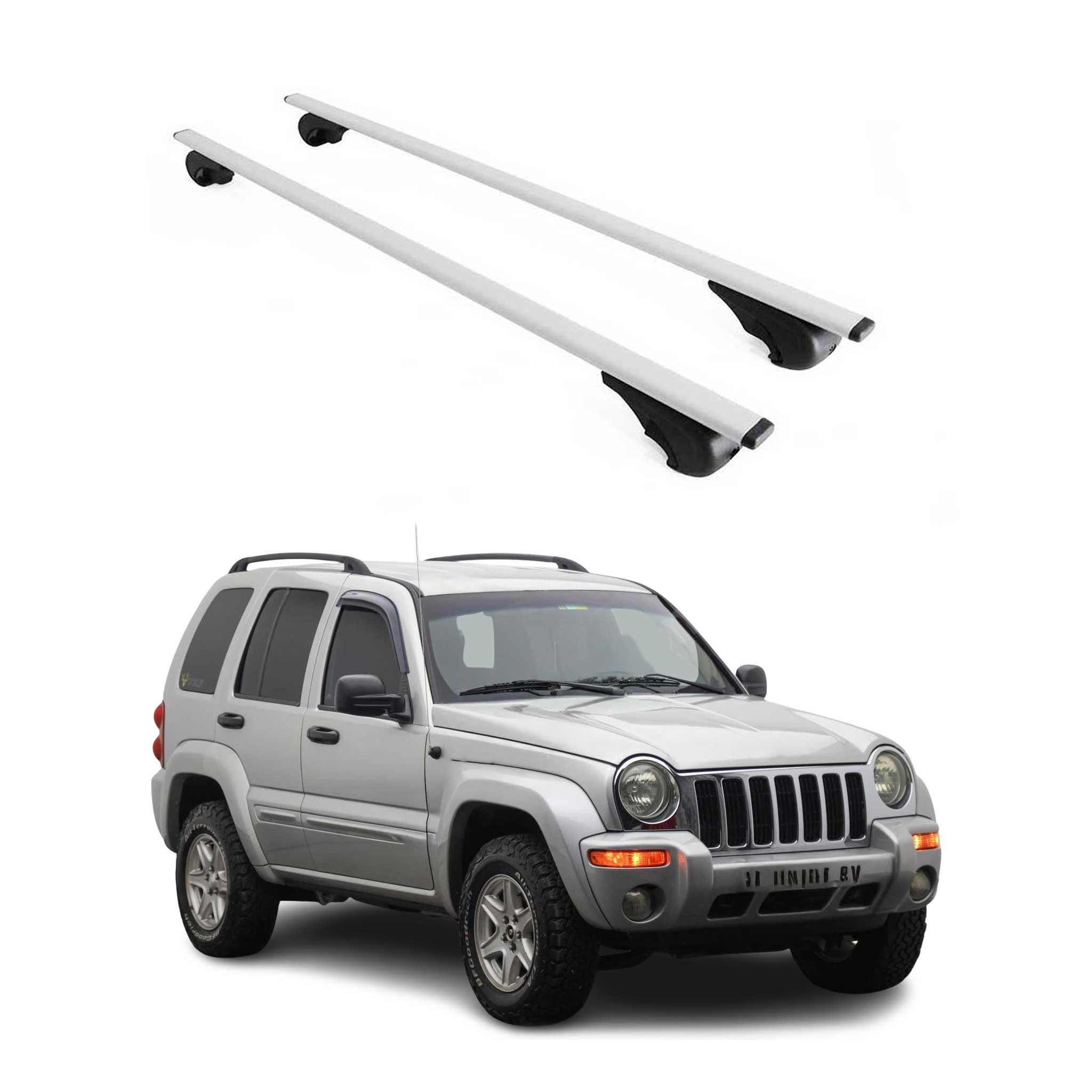 Omac Dachträger Querträger Für Jeep Cherokee Kj 2002-2007 – Abschließbar – Max. 75 Kg – 2 Stangen Stahl Silber