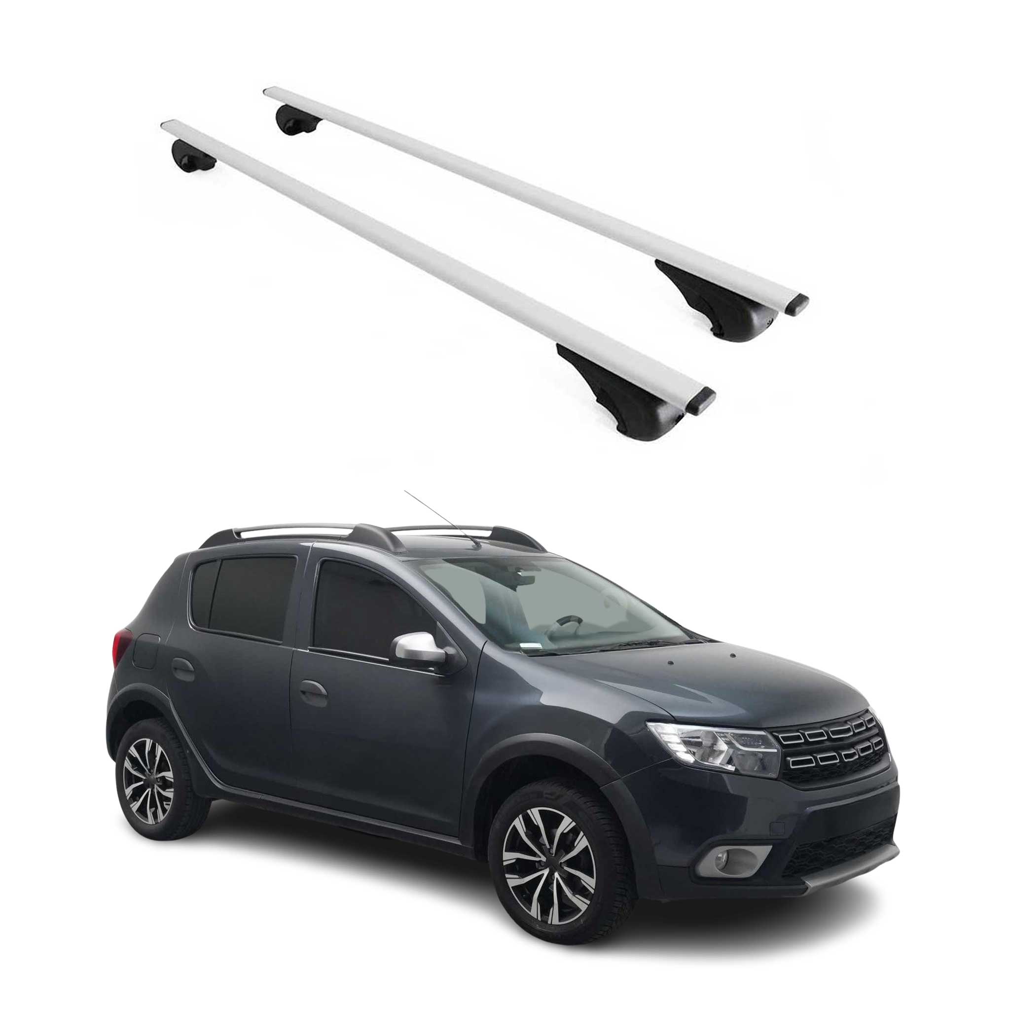 Omac Dachträger Querträger Für Dacia Sandero Stepway 2013-2020 – Abschließbar – Max. 75 Kg – 2 Stangen Stahl Silber