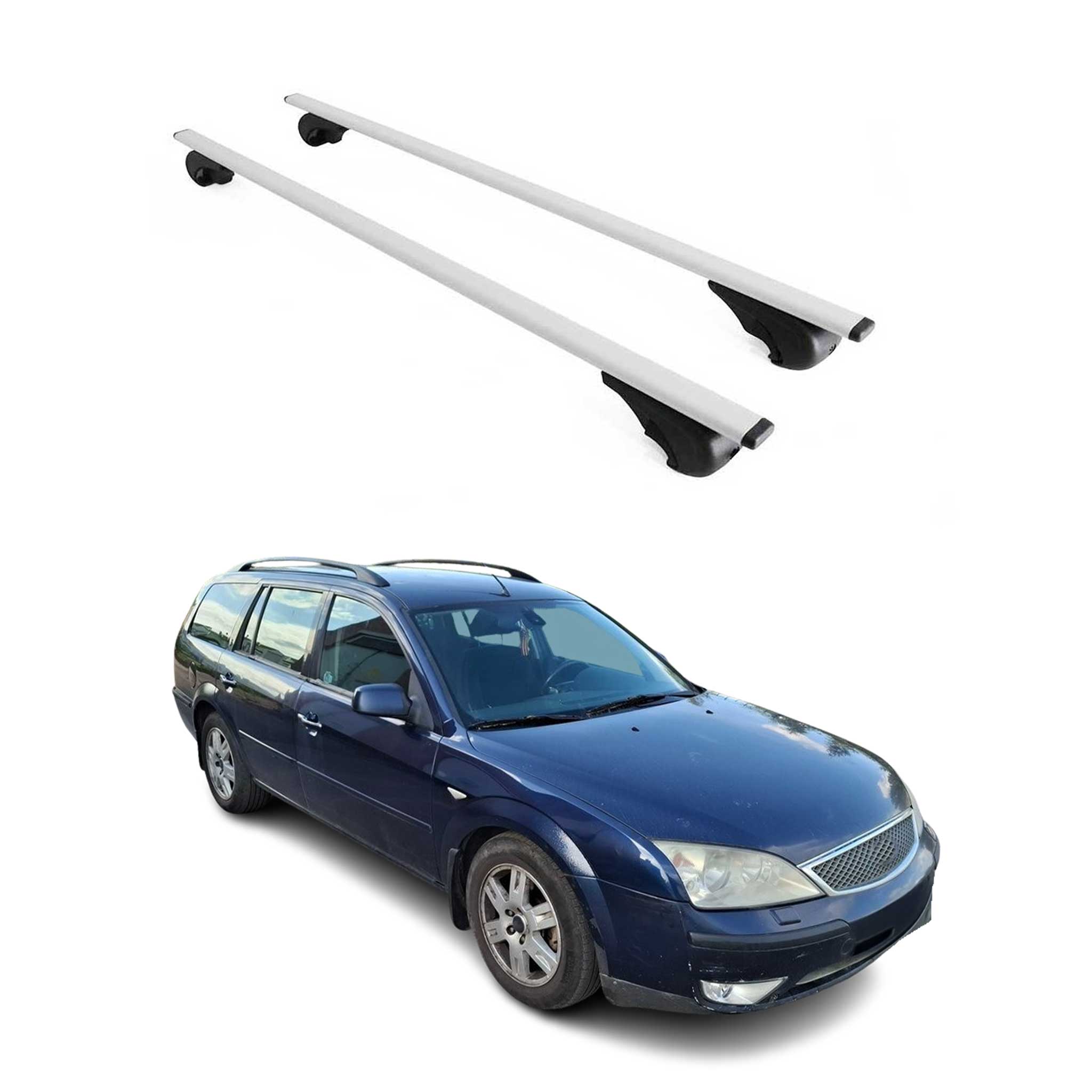Omac Dachträger Querträger Für Ford Mondeo Ii Kombi 2001-2007 – Abschließbar – Max. 75 Kg – 2 Stangen Stahl Silber
