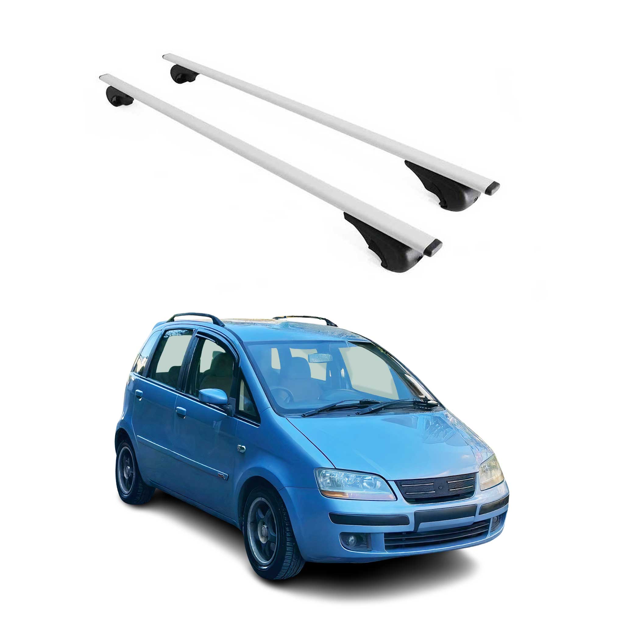 Omac Dachträger Querträger Für Fiat Idea 2003-2012 – Abschließbar – Max. 75 Kg – 2 Stangen Stahl Silber