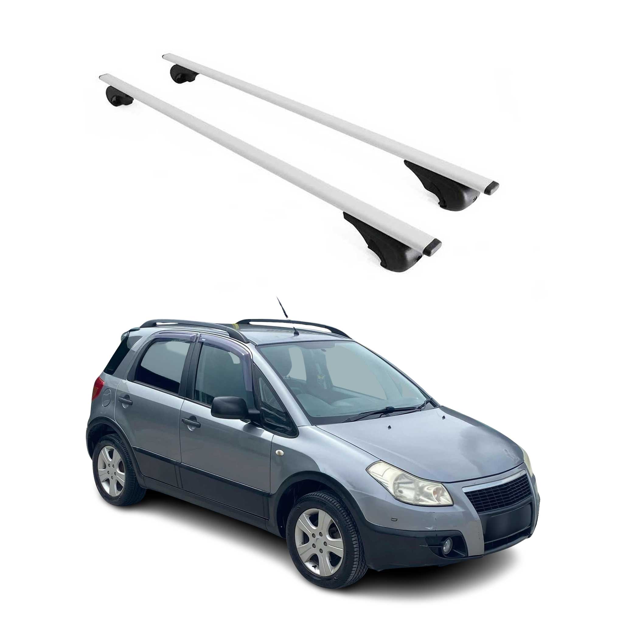 Omac Dachträger Querträger Für Fiat Sedici 2005-2014 – Abschließbar – Max. 75 Kg – 2 Stangen Stahl Silber