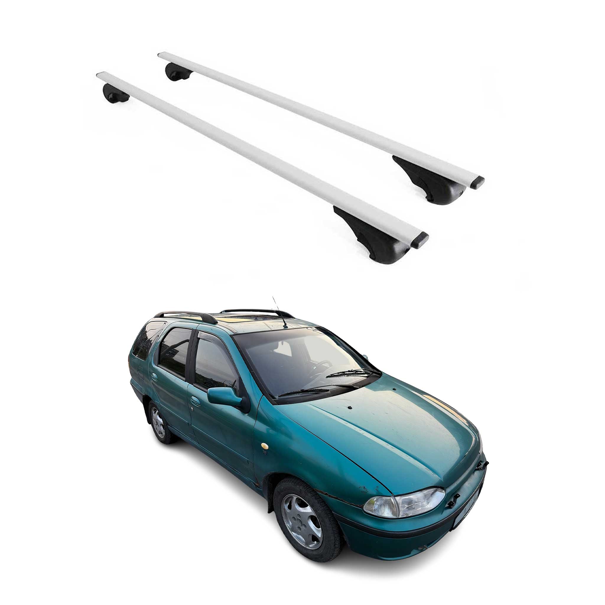 Omac Dachträger Querträger Für Fiat Palio 1996-2006 – Abschließbar – Max. 75 Kg – 2 Stangen Stahl Silber