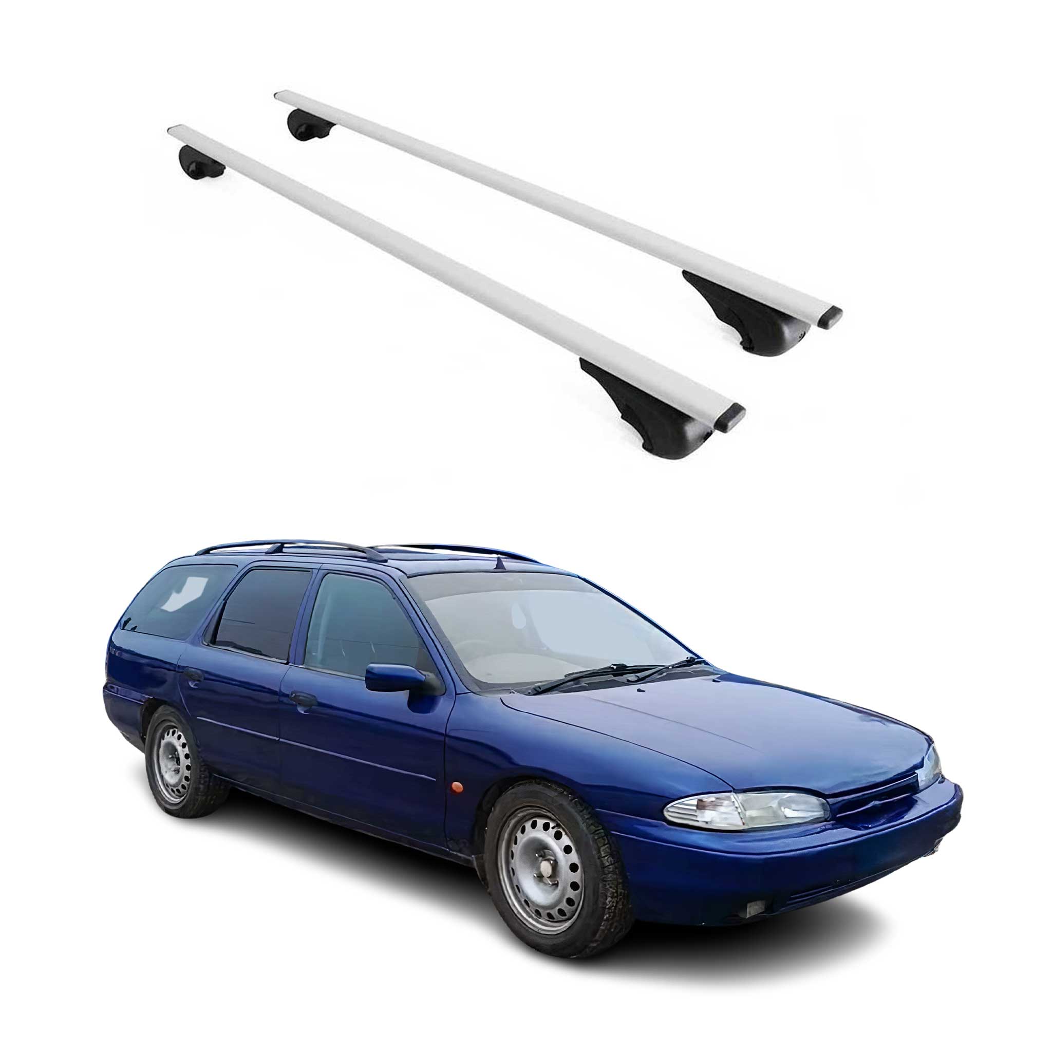 Omac Dachträger Querträger Für Ford Mondeo I Kombi 1993-2001 – Abschließbar – Max. 75 Kg – 2 Stangen Stahl Silber