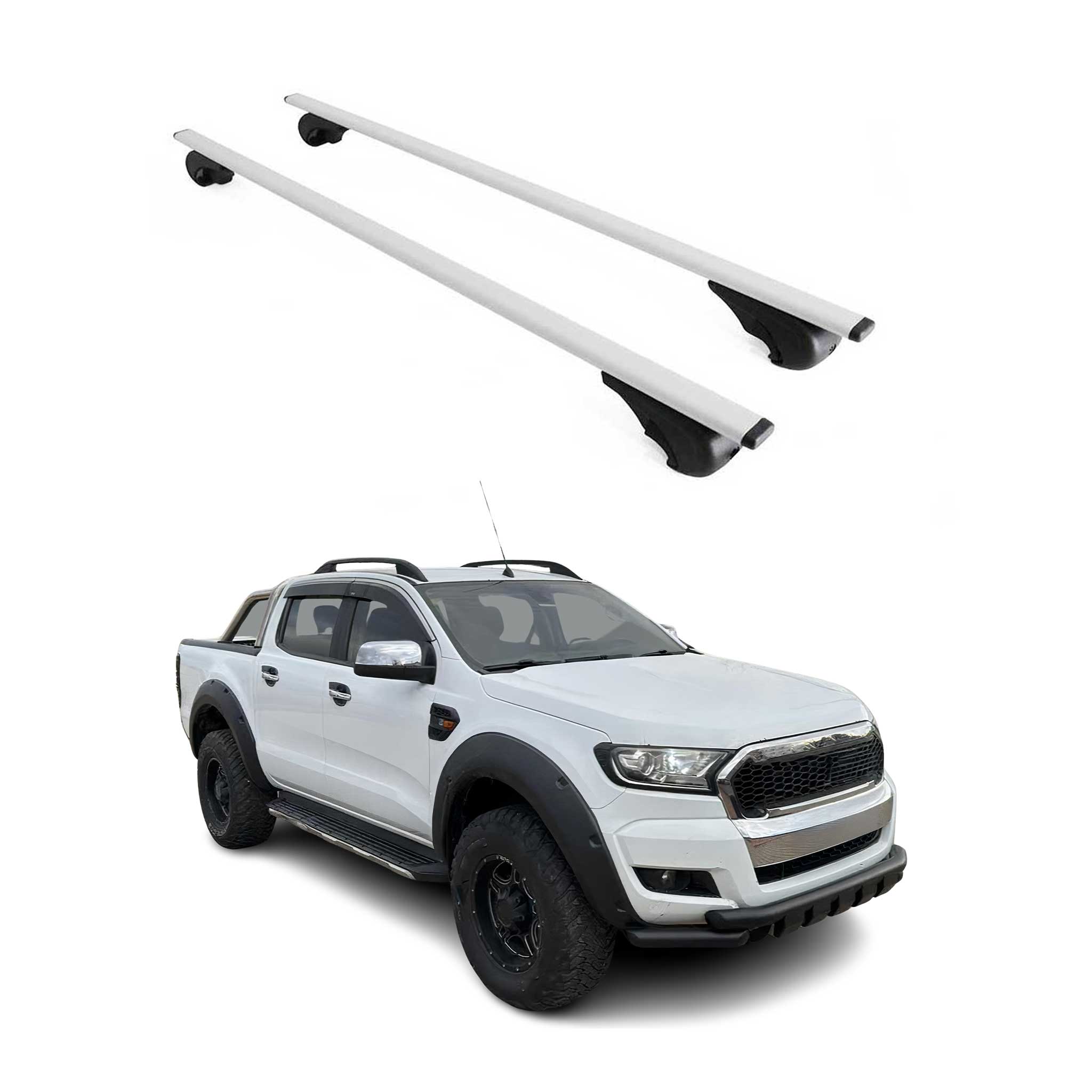 Omac Dachträger Querträger Für Ford Ranger T6 P375 2011-2022 – Abschließbar – Max. 75 Kg – 2 Stangen Stahl Silber