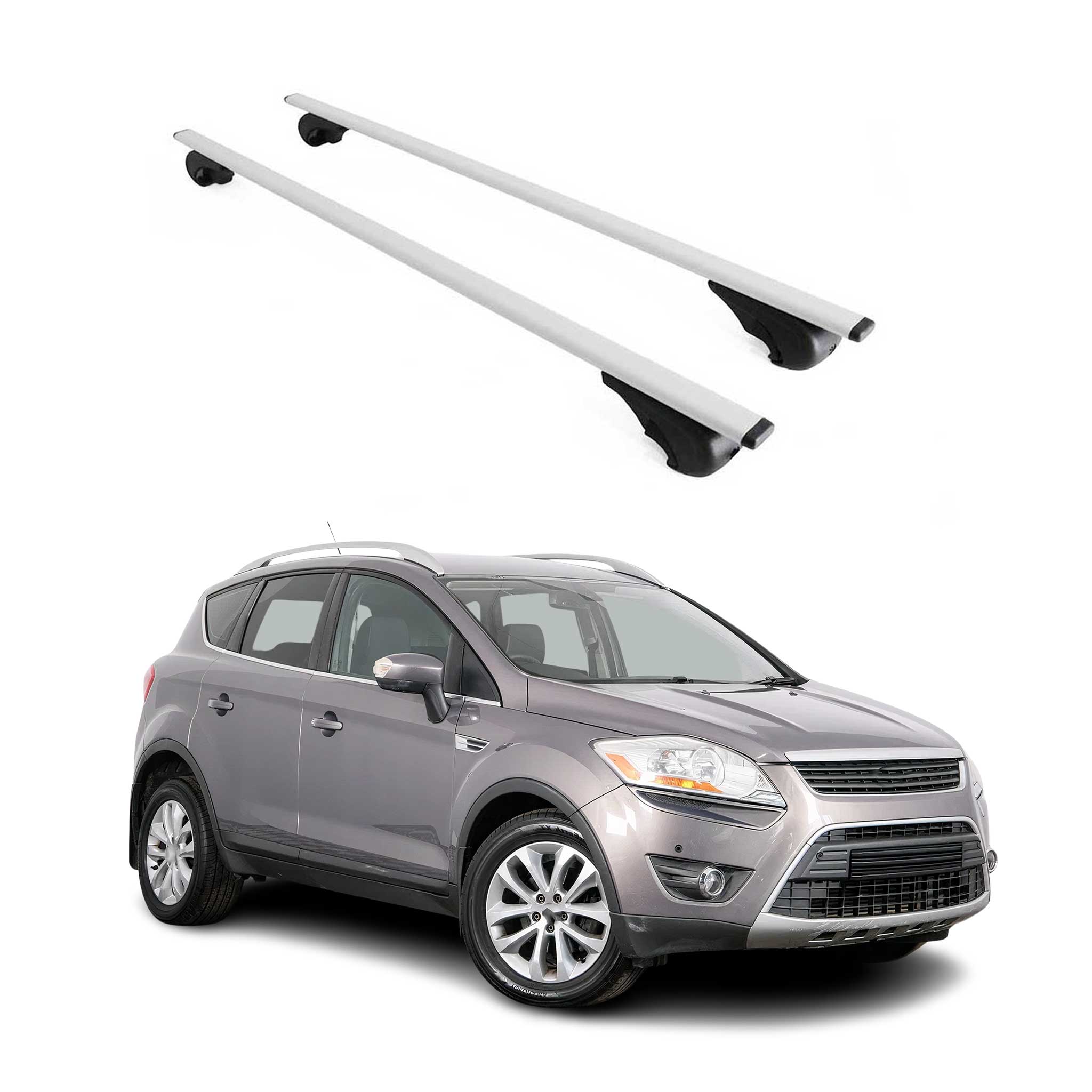 Omac Dachträger Querträger Für Ford Kuga I 2008-2012 – Abschließbar – Max. 75 Kg – 2 Stangen Stahl Silber