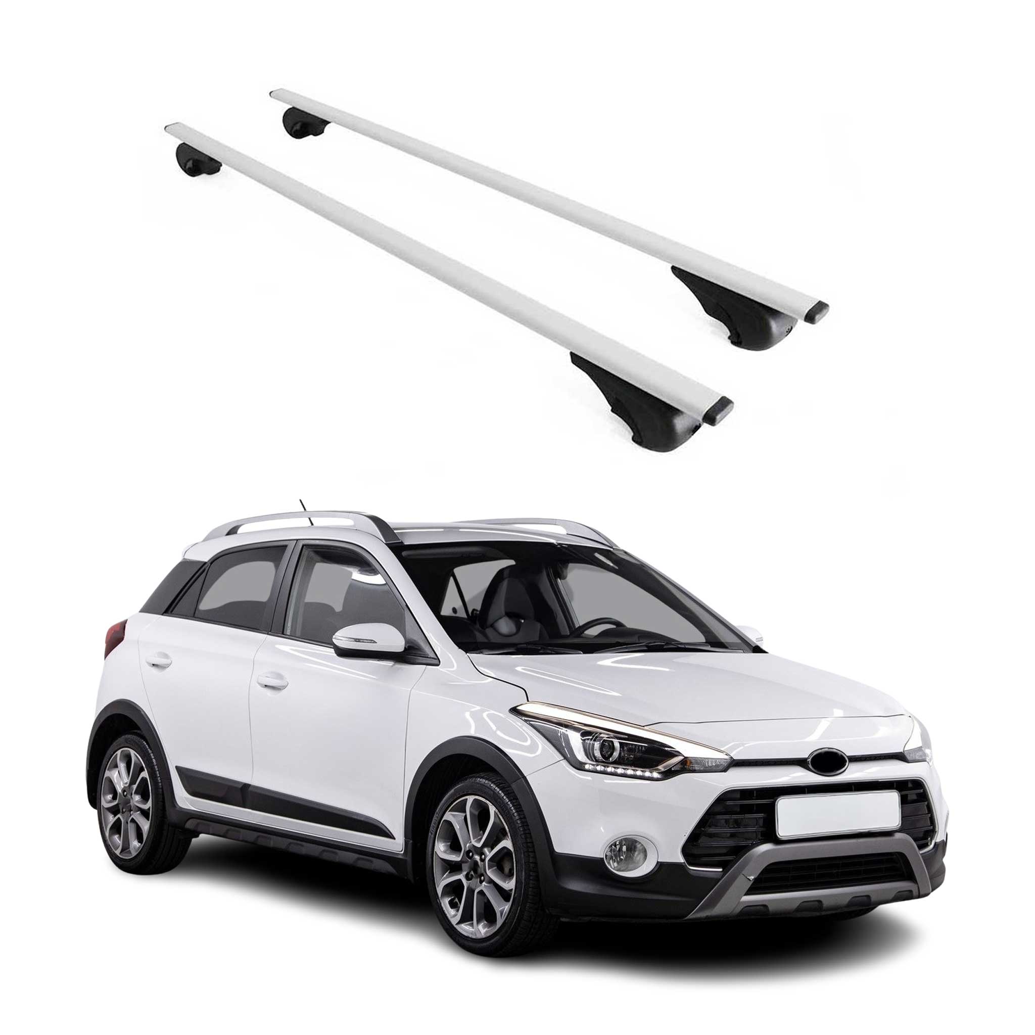 Omac Dachträger Querträger Für Hyundai I20 Ii 2014-2020 – Abschließbar – Max. 75 Kg – 2 Stangen Stahl Silber