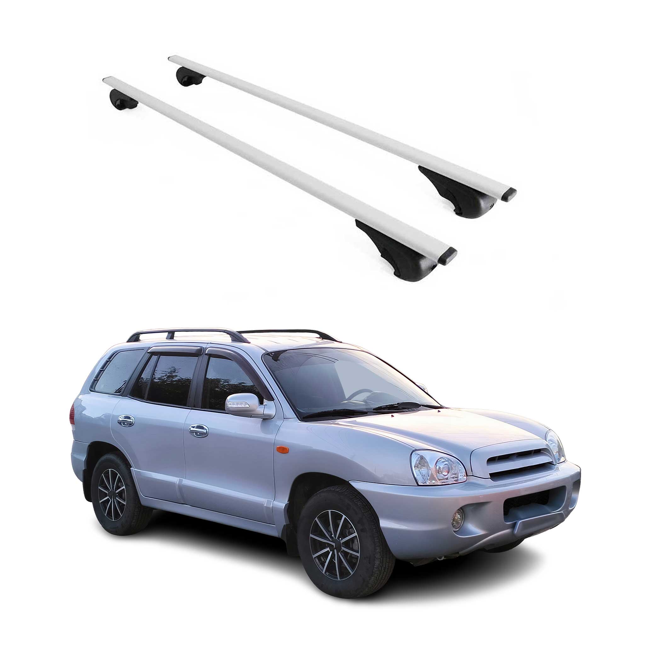 Omac Dachträger Querträger Für Hyundai Santa Fe 2001-2012 – Abschließbar – Max. 75 Kg – 2 Stangen Stahl Silber