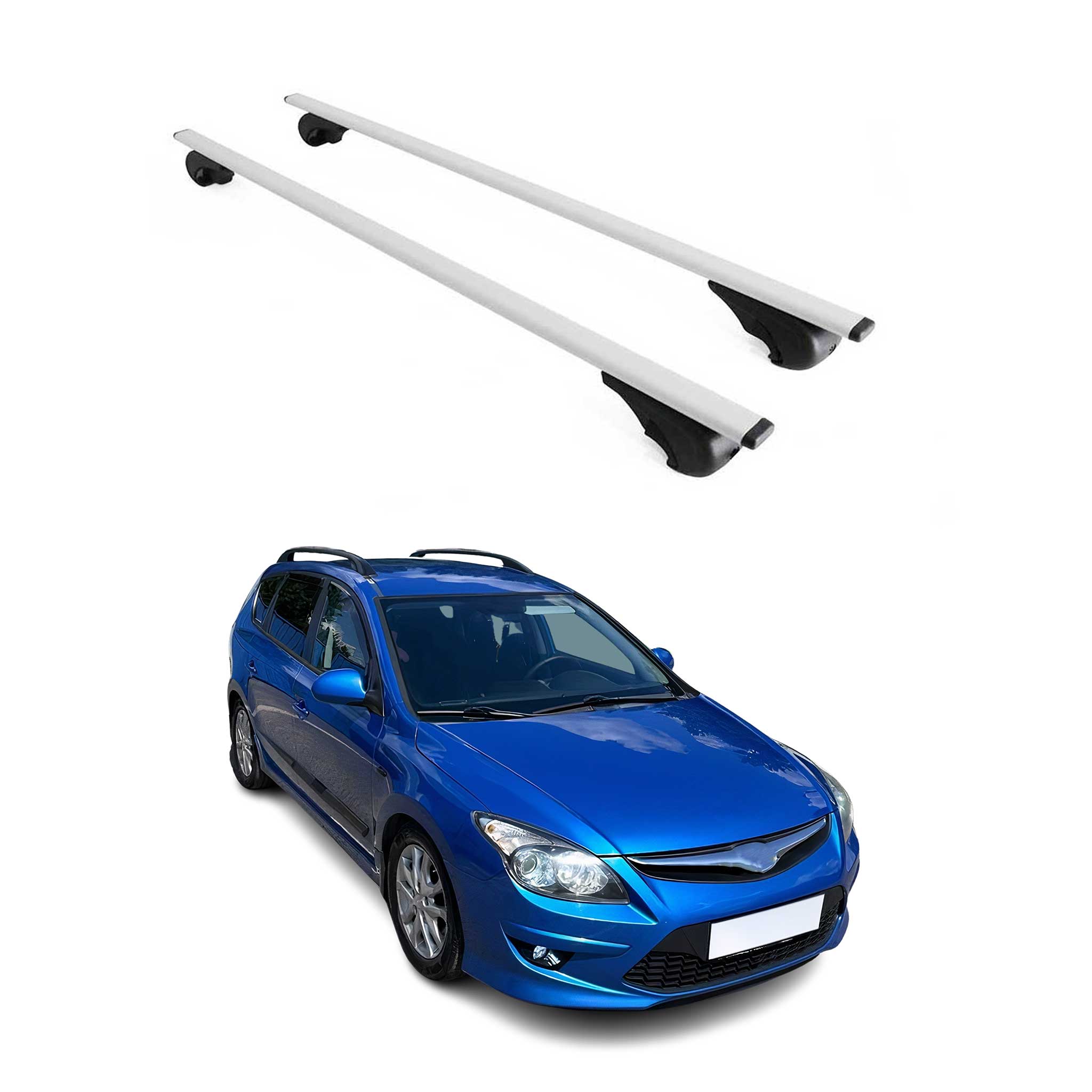 Omac Dachträger Querträger Für Hyundai I30 I Kombi 2007-2012 – Abschließbar – Max. 75 Kg – 2 Stangen Stahl Silber