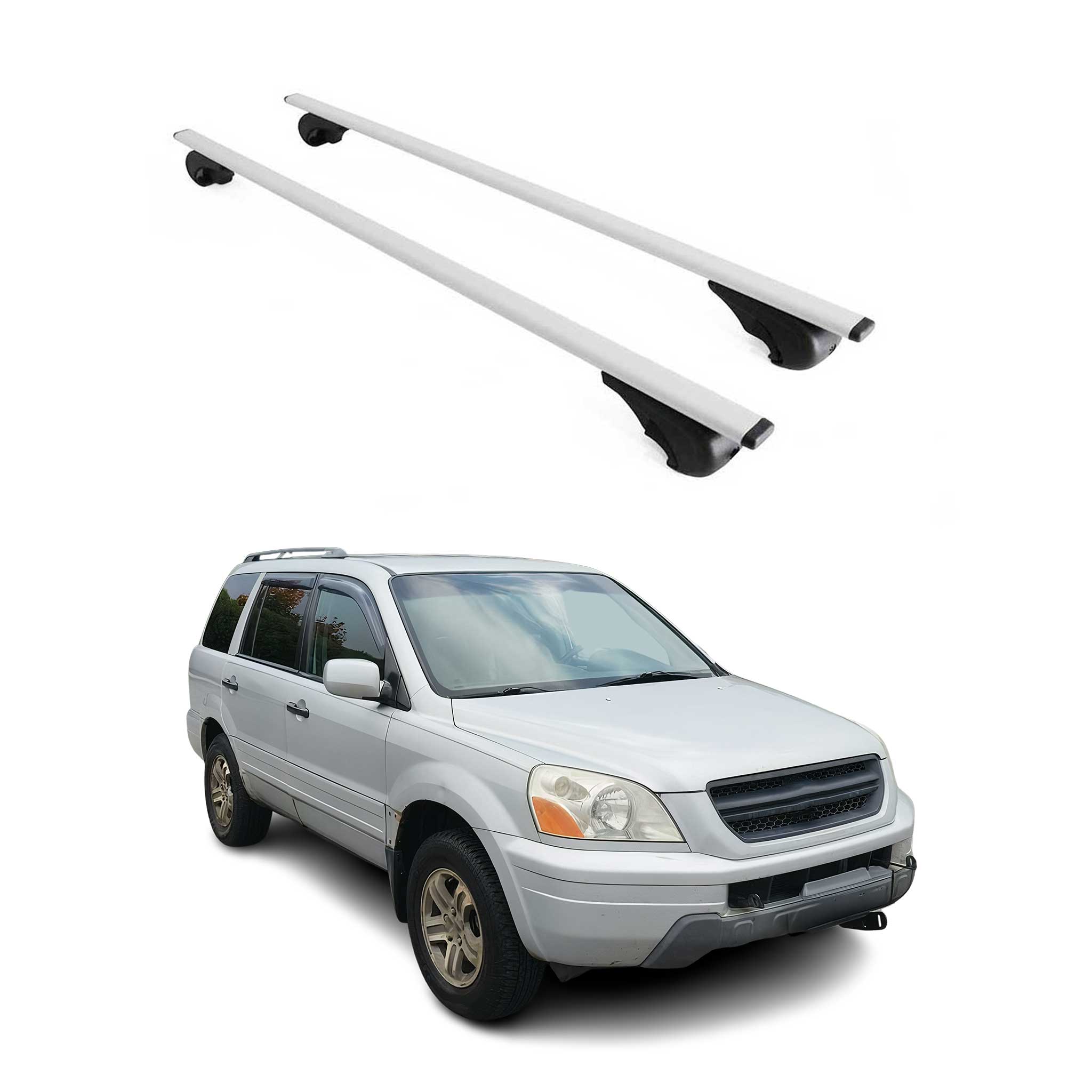 Omac Dachträger Querträger Für Honda Pilot I 2003-2008 – Abschließbar – Max. 75 Kg – 2 Stangen Stahl Silber