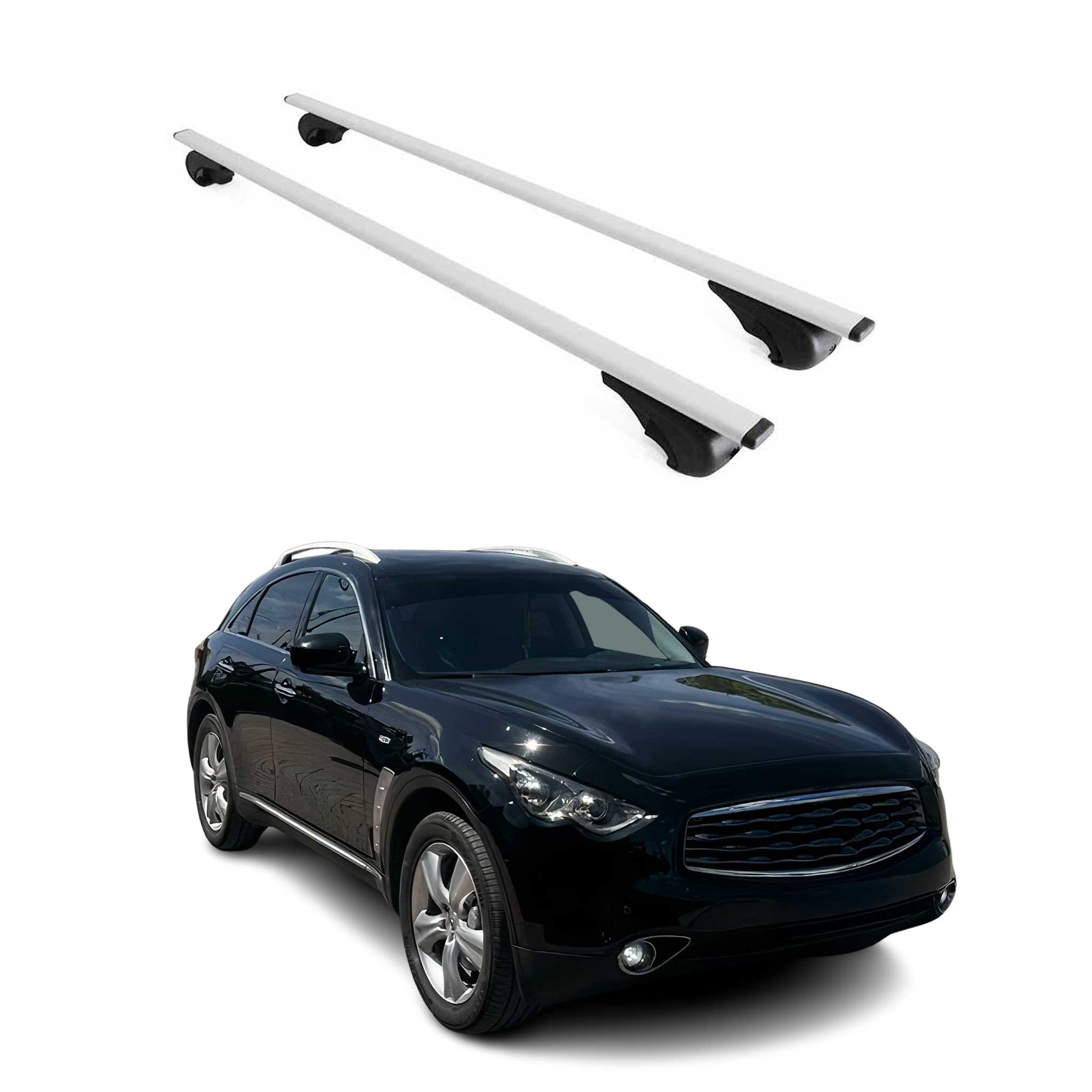 Omac Dachträger Querträger Für Infiniti Fx35 2003-2008 – Abschließbar – Max. 75 Kg – 2 Stangen Stahl Silber