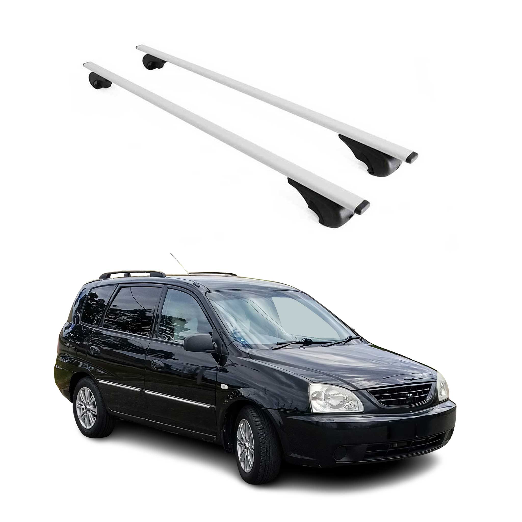 Omac Dachträger Querträger Für Kia Carens I 1999-2006 – Abschließbar – Max. 75 Kg – 2 Stangen Stahl Silber