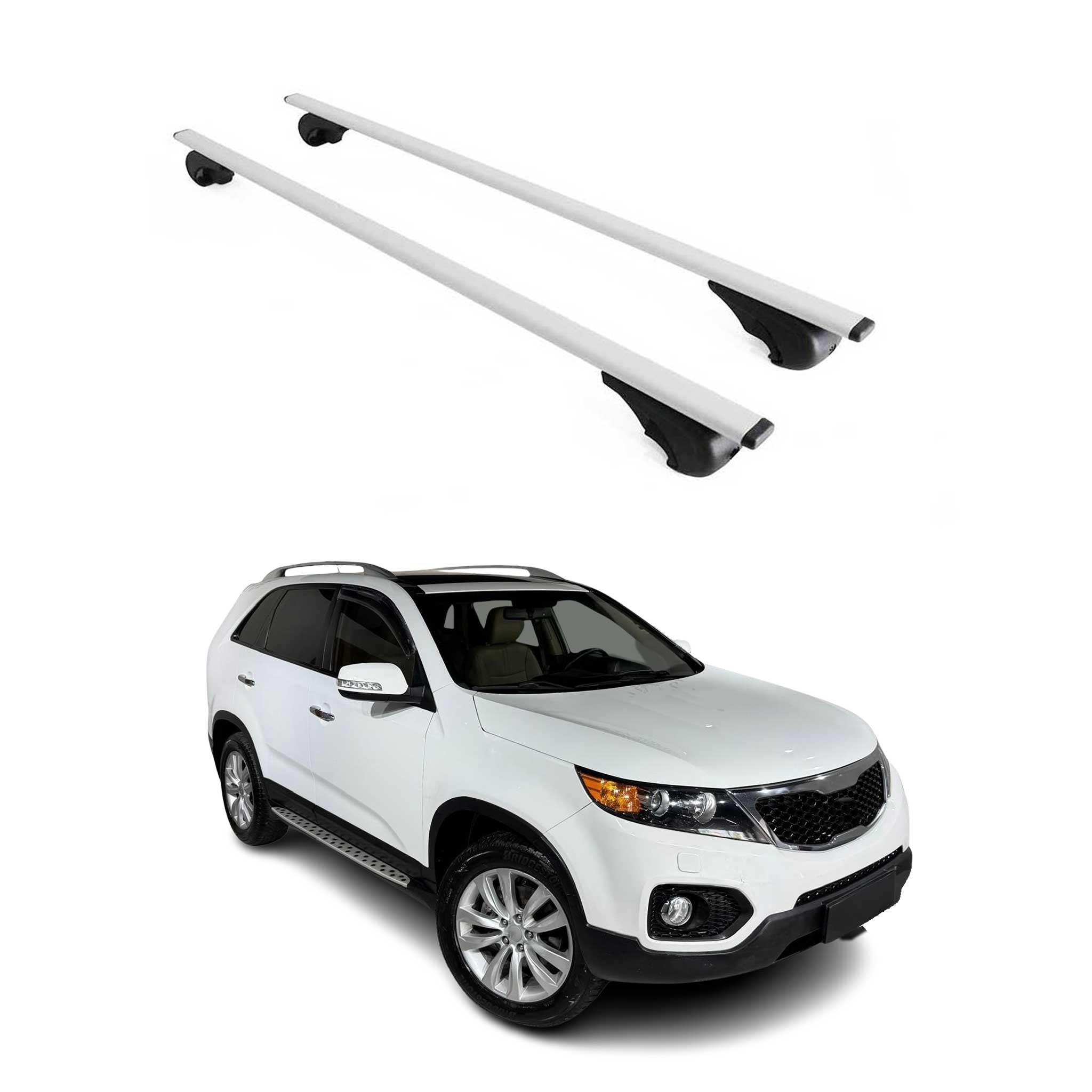 Omac Dachträger Querträger Für Kia Sorento Mk2 2010-2014 – Abschließbar – Max. 75 Kg – 2 Stangen Stahl Silber