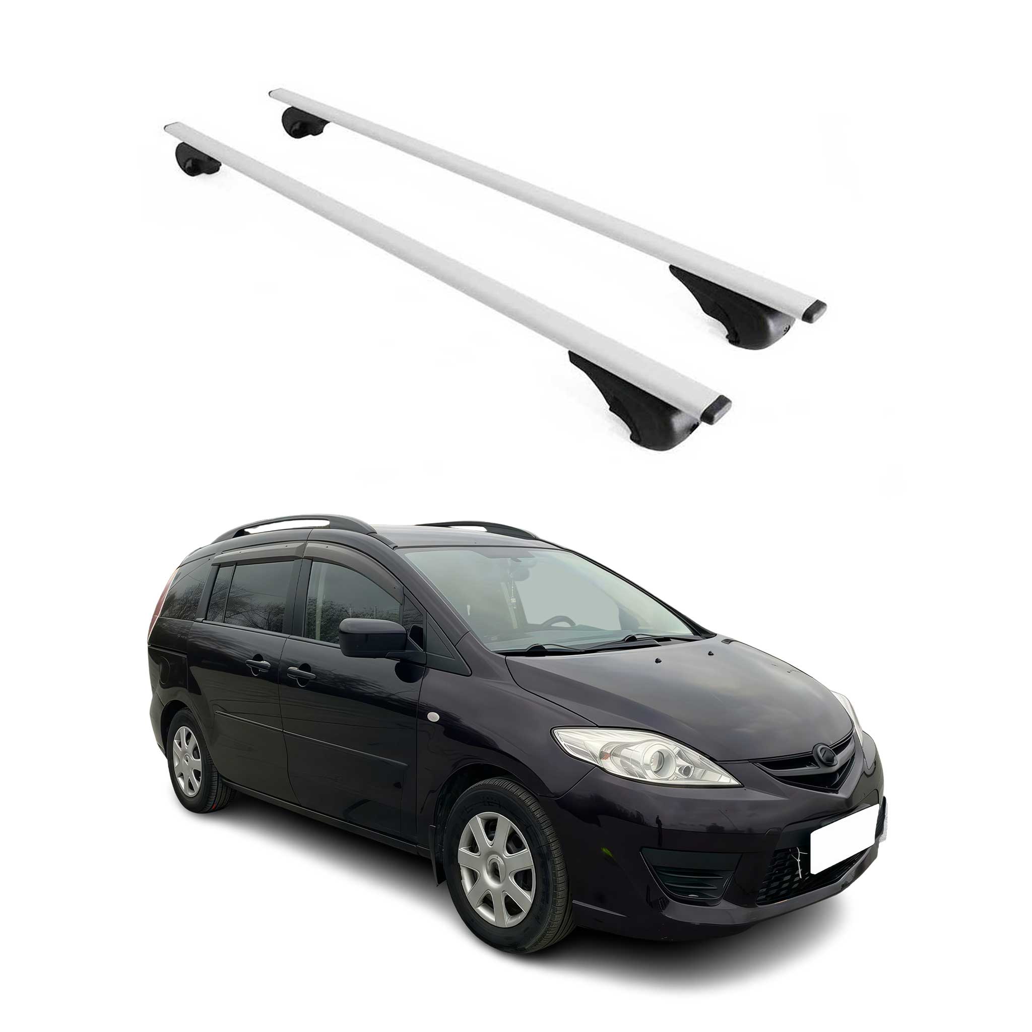Omac Dachträger Querträger Für Mazda5 Ii 2005-2010 – Abschließbar – Max. 75 Kg – 2 Stangen Stahl Silber