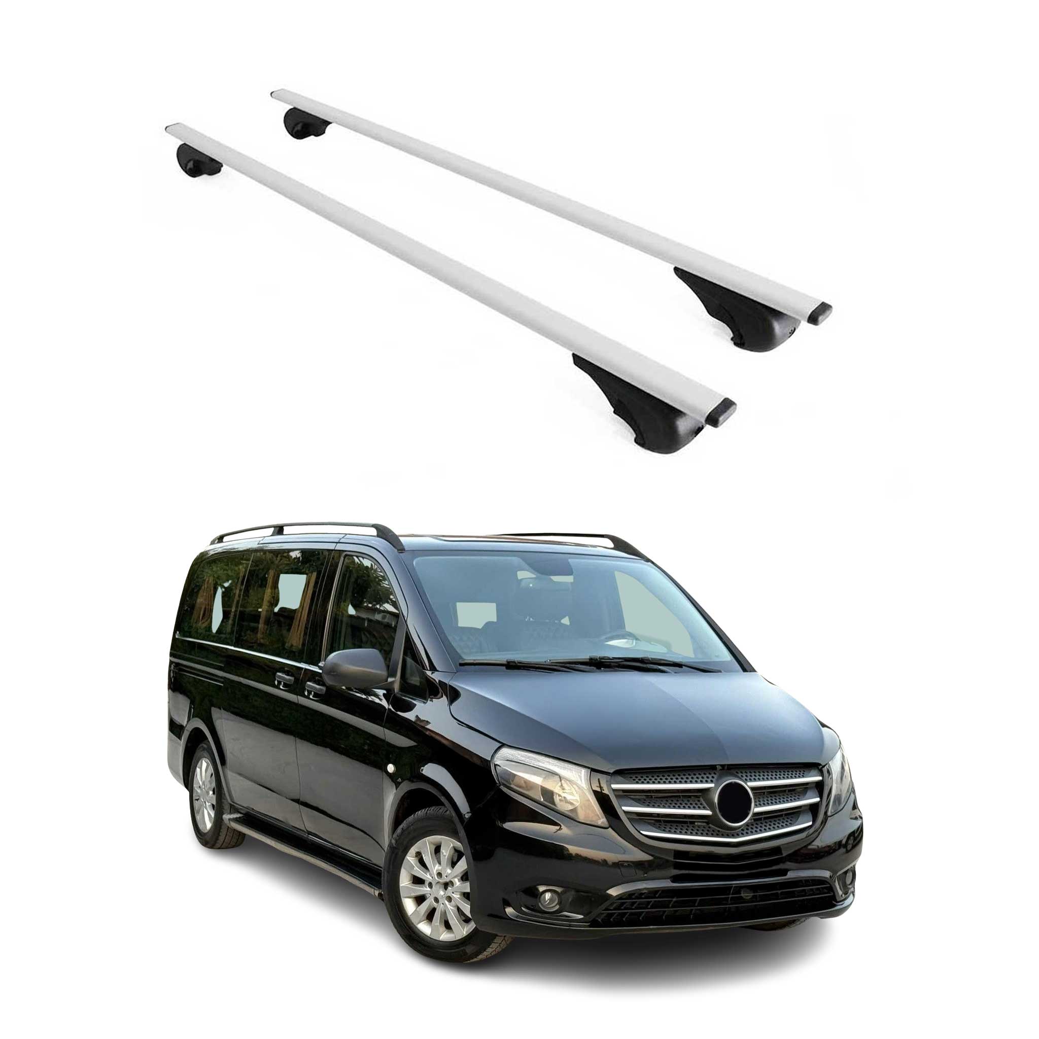 Omac Dachträger Querträger Für Mercedes Vito W447 2014-2026 – Abschließbar – Max. 75 Kg – 2 Stangen Stahl Silber