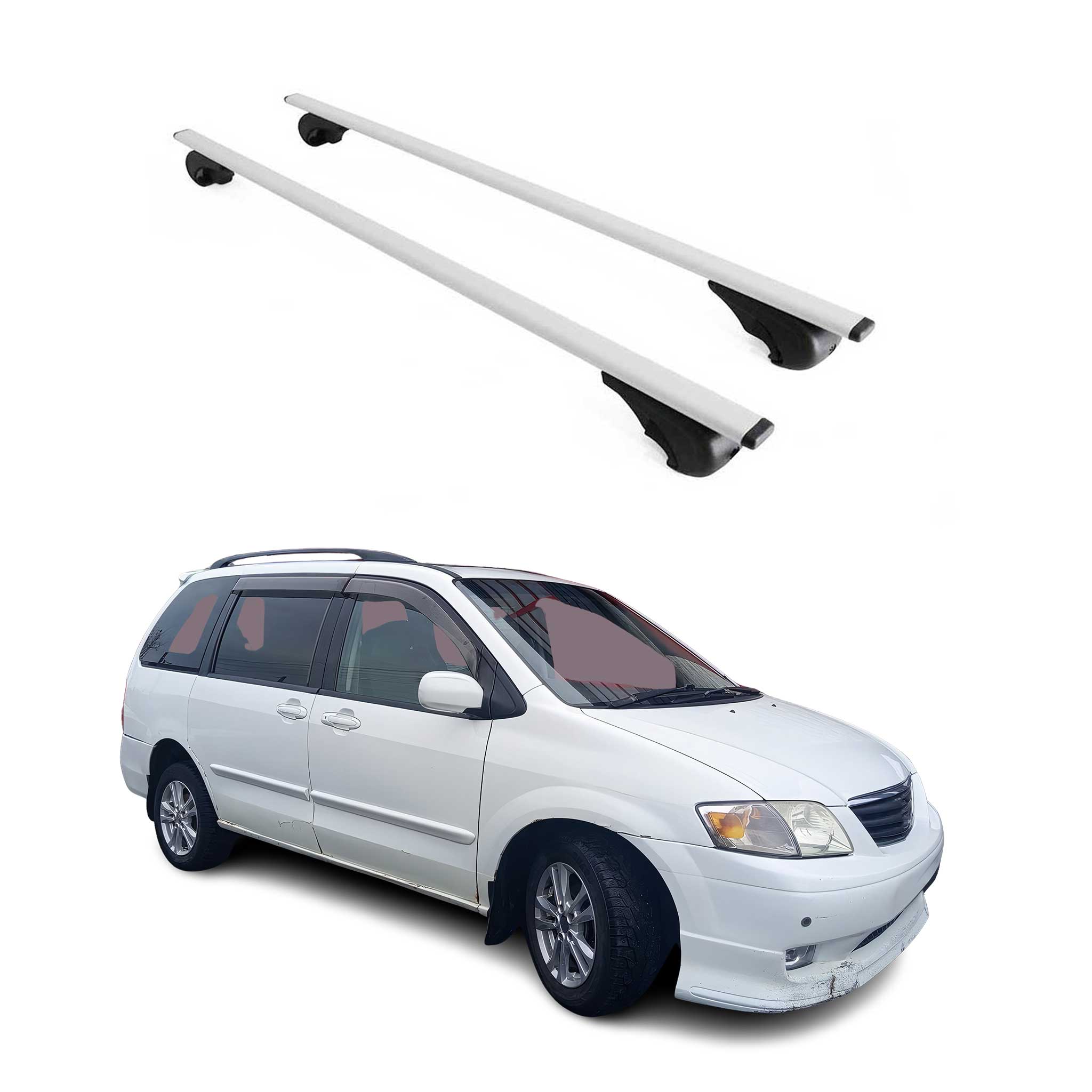 Omac Dachträger Querträger Für Mazda Mpv Ii 2000-2006 – Abschließbar – Max. 75 Kg – 2 Stangen Stahl Silber