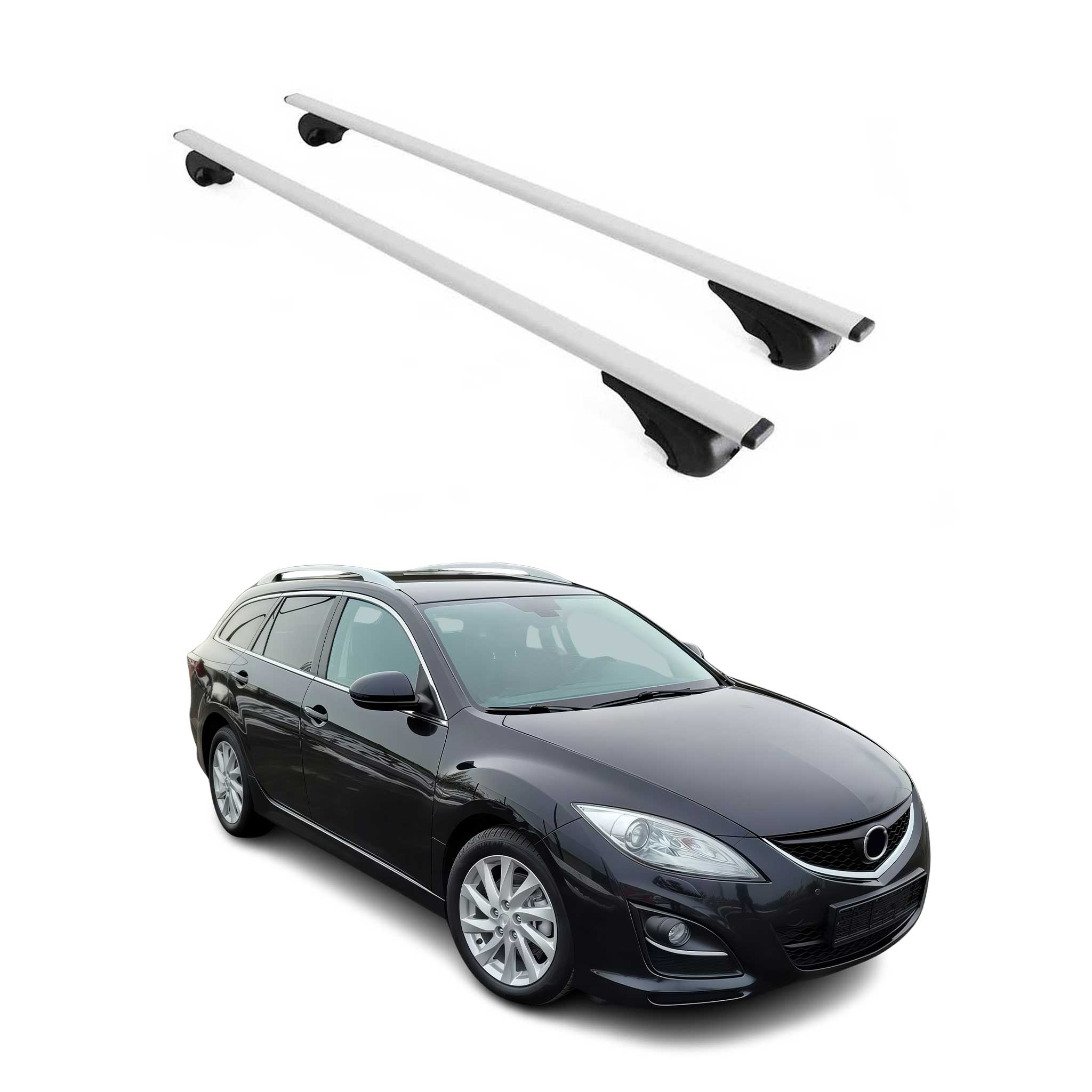 Omac Dachträger Querträger Für Mazda6 Mk2 Kombi 2007-2012 – Abschließbar – Max. 75 Kg – 2 Stangen Stahl Silber