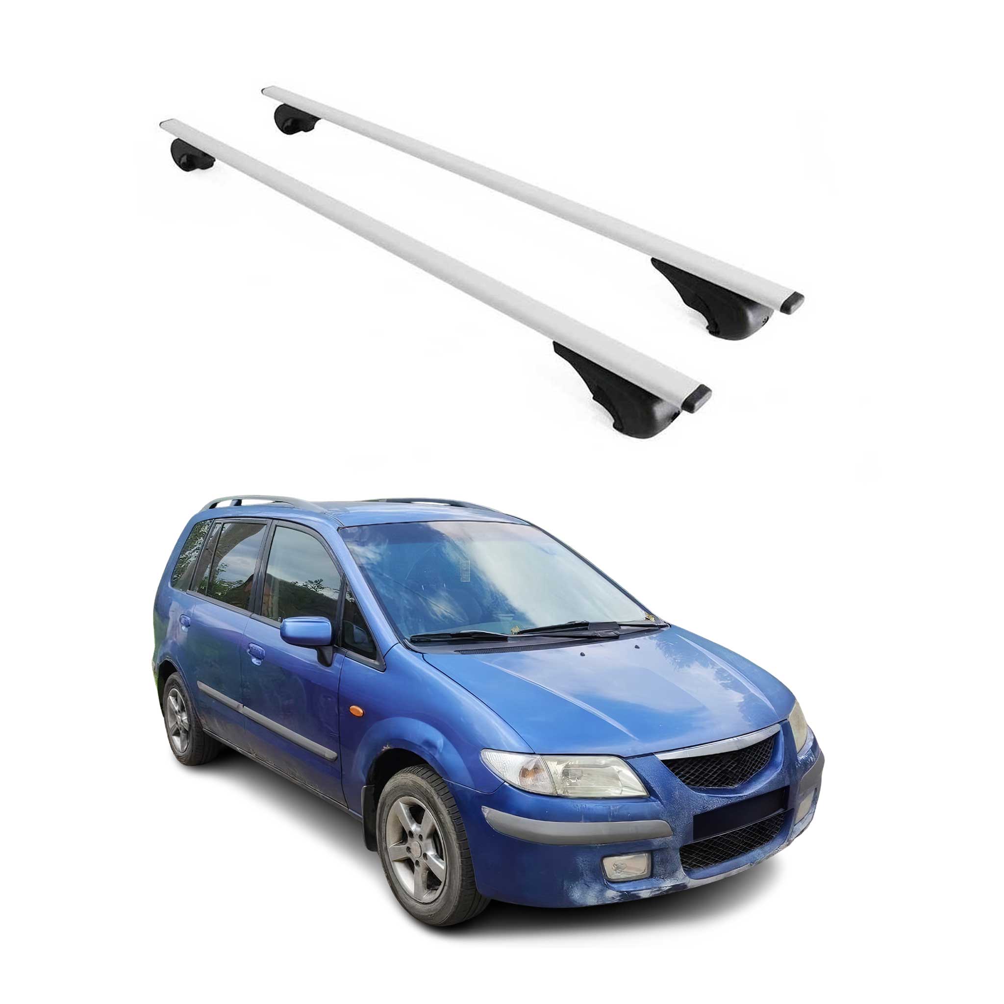 Omac Dachträger Querträger Für Mazda Premacy I 1999-2004 – Abschließbar – Max. 75 Kg – 2 Stangen Stahl Silber