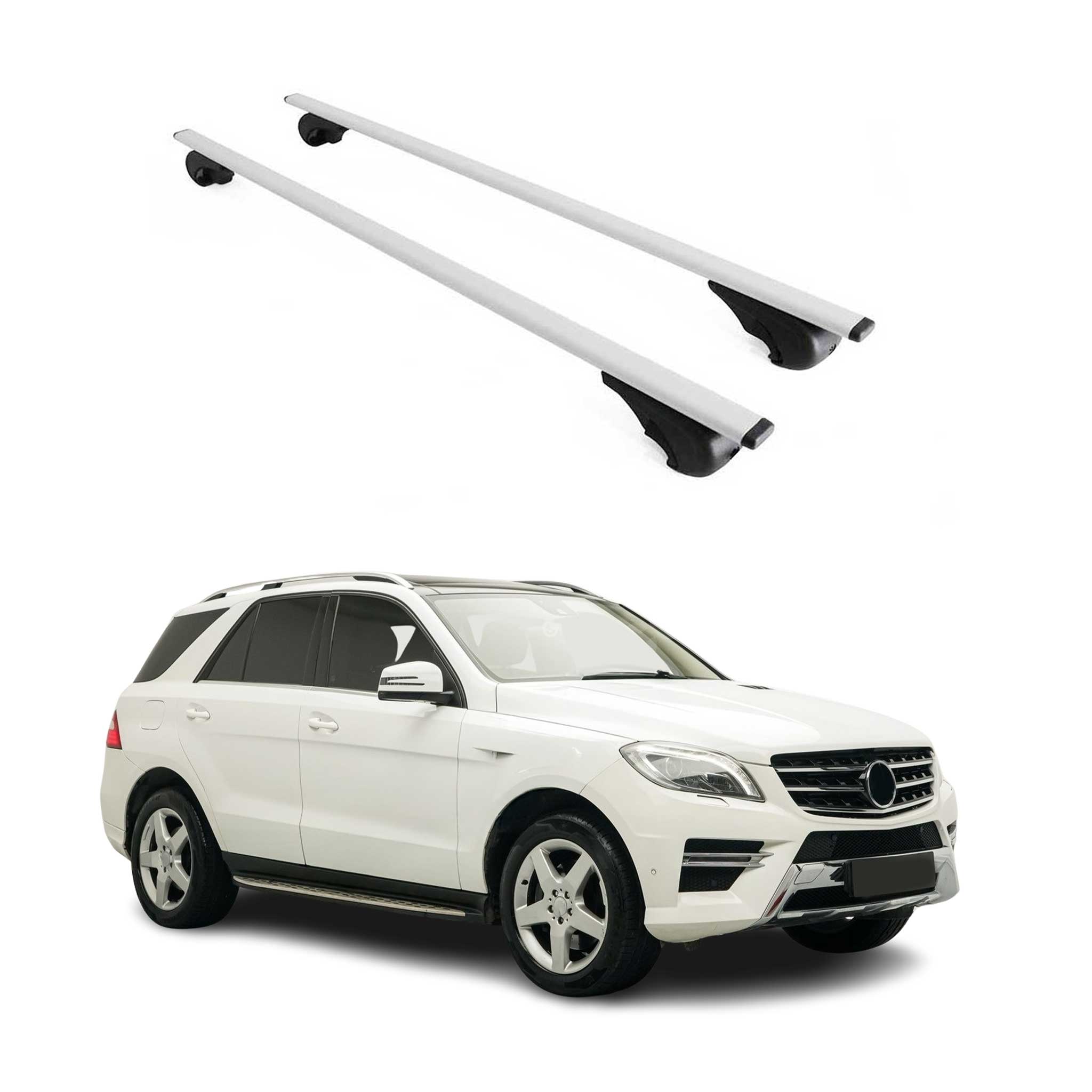 Omac Dachträger Querträger Für Mercedes M Klasse Gle W166 2012-2019 – Abschließbar – Max. 75 Kg – 2 Stangen Stahl Silber