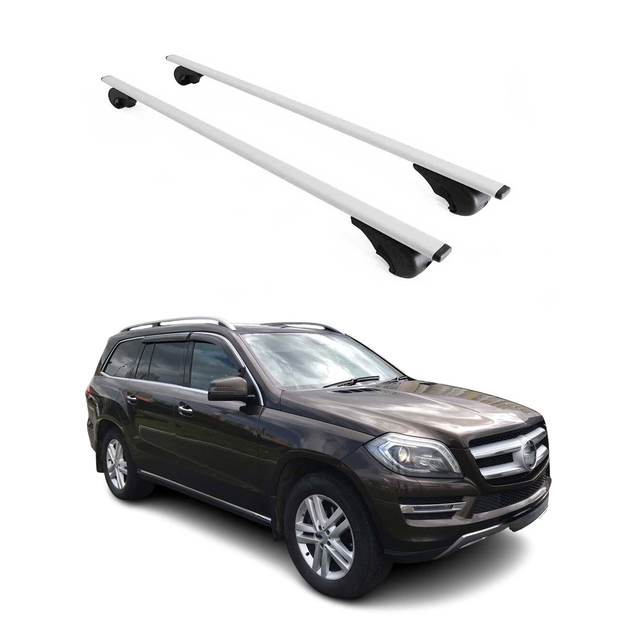 Omac Dachträger Querträger Für Mercedes Gl Klasse Gls X166 2013-2019 – Abschließbar – Max. 75 Kg – 2 Stangen Stahl Silber