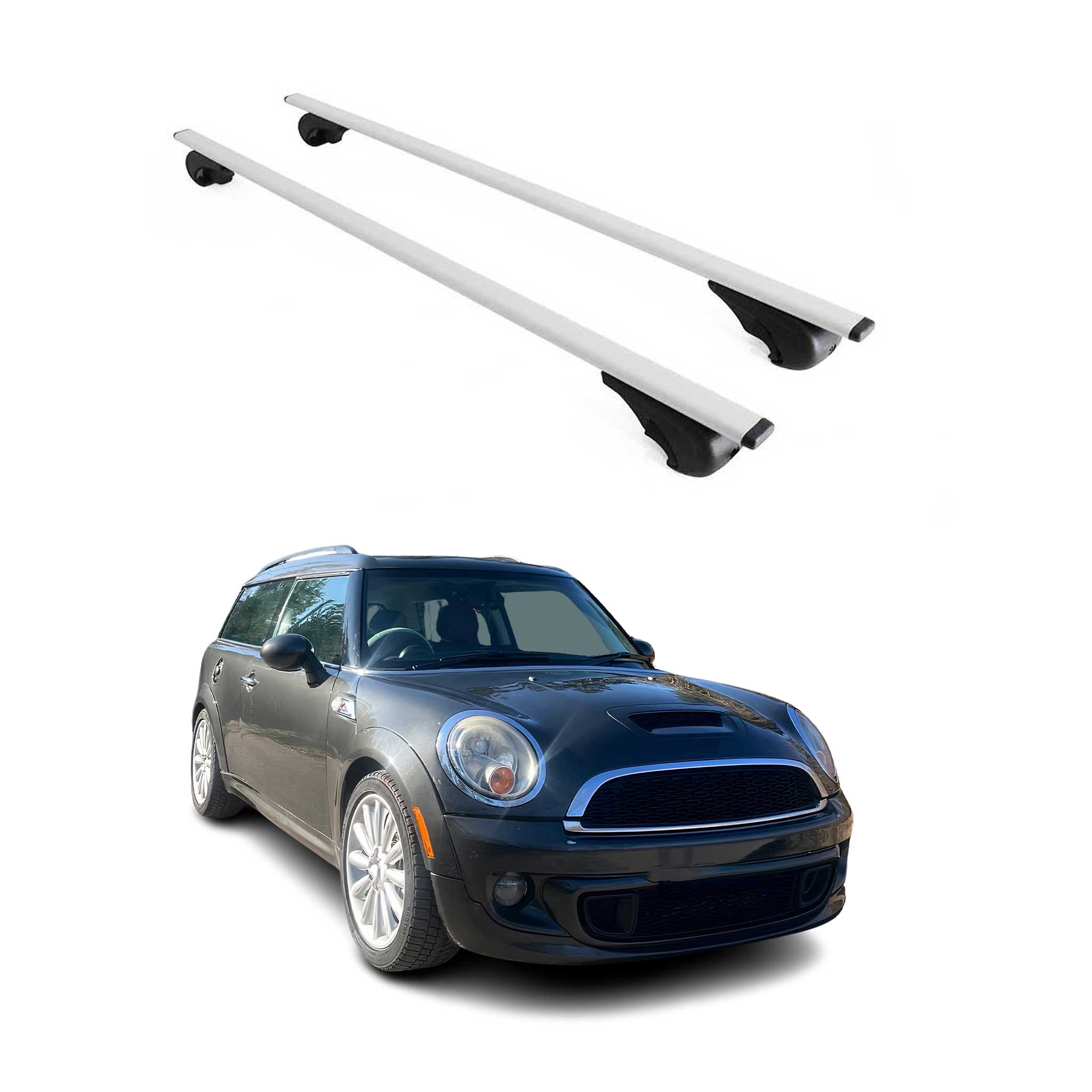 Omac Dachträger Querträger Für Mini Clubman Mk1 R55 2007-2014 – Abschließbar – Max. 75 Kg – 2 Stangen Stahl Silber