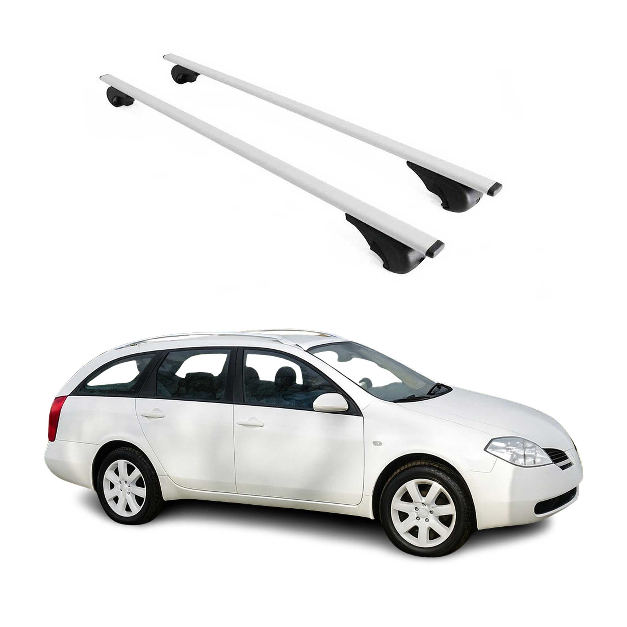 Omac Dachträger Querträger Für Nissan Primera Iii 2002-2007 5tür – Abschließbar – Max. 75 Kg – 2 Stangen Stahl Silber