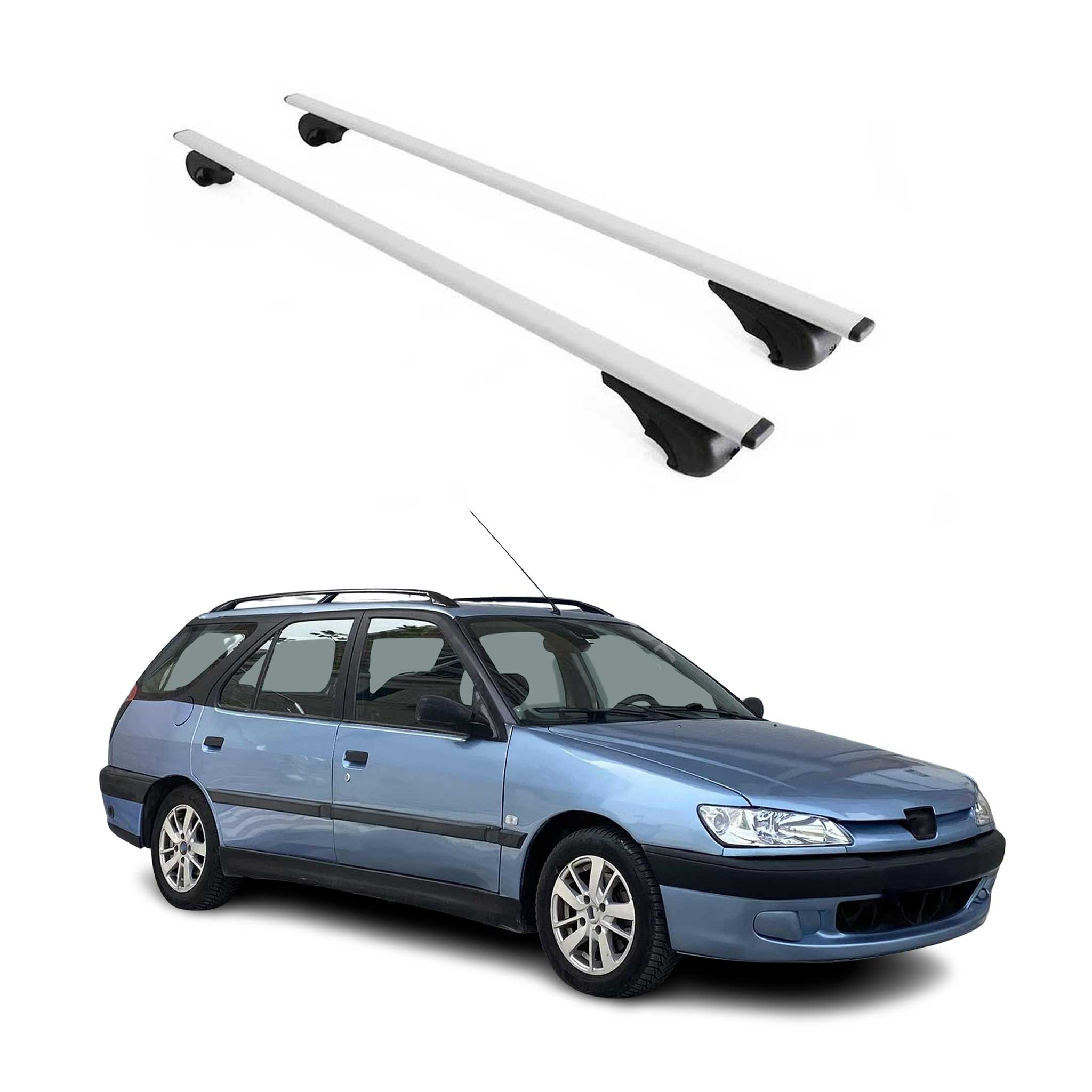 Omac Dachträger Querträger Für Peugeot 306 Kombi 1997-2001 – Abschließbar – Max. 75 Kg – 2 Stangen Stahl Silber