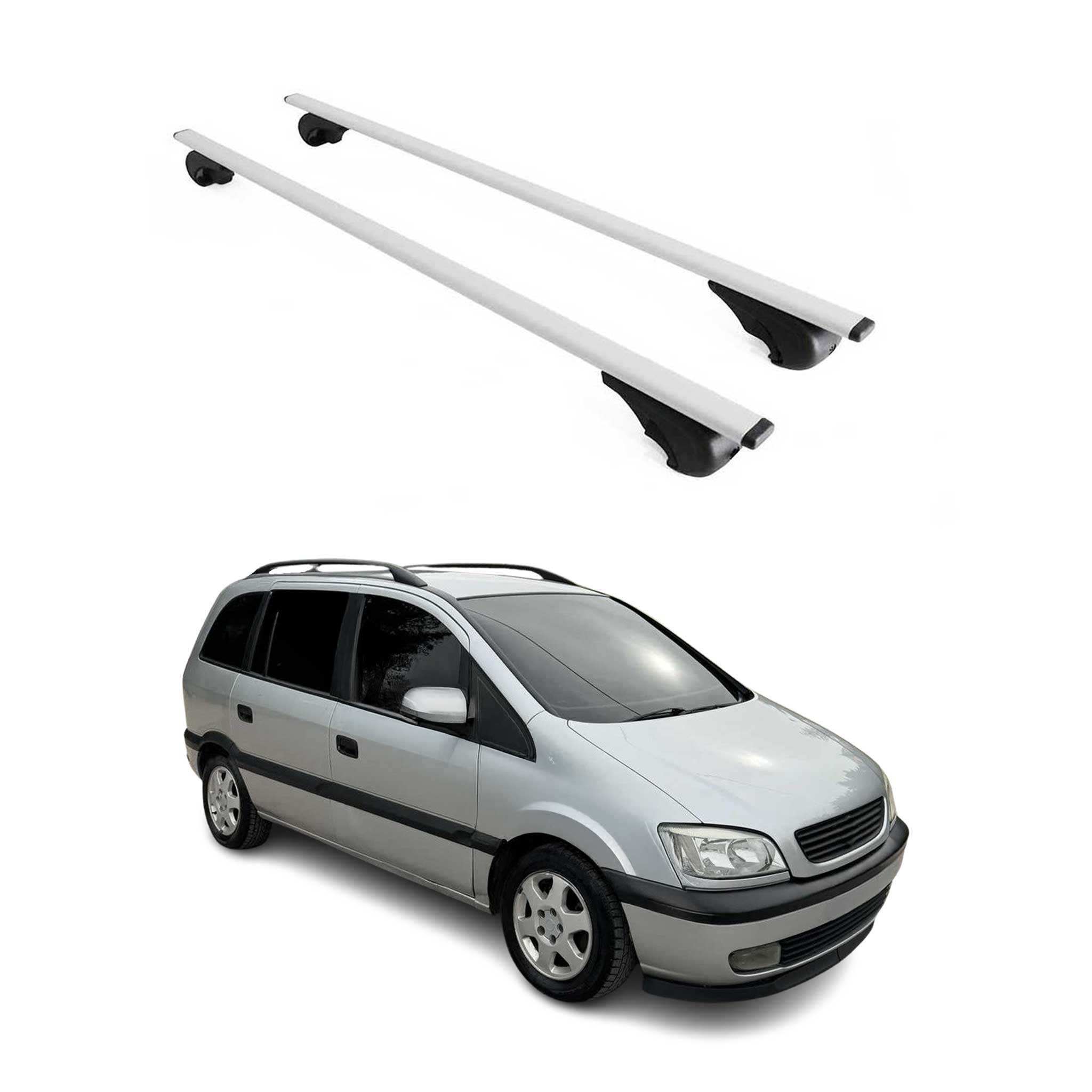 Omac Dachträger Querträger Für Opel Zafira A 1999-2005 – Abschließbar – Max. 75 Kg – 2 Stangen Stahl Silber