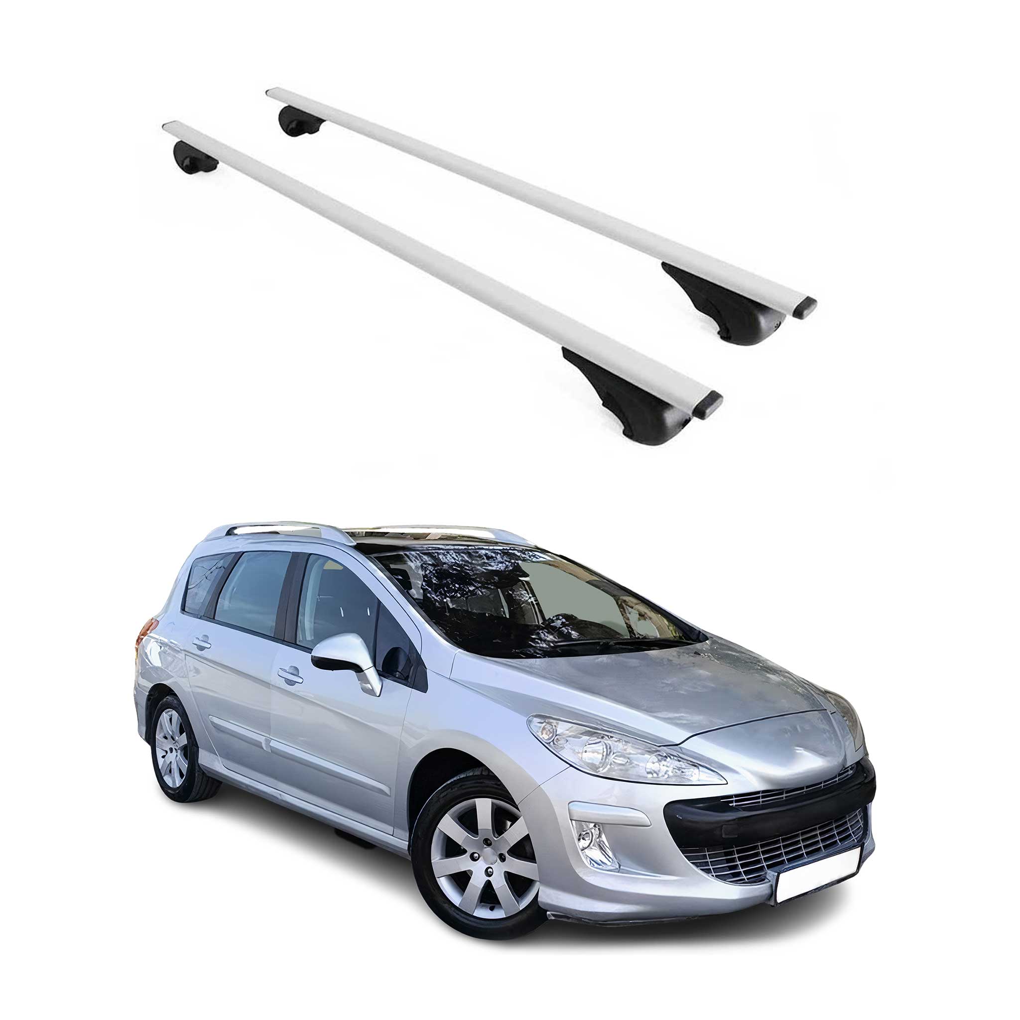 Omac Dachträger Querträger Für Peugeot 308 I Kombi 2007-2013 – Abschließbar – Max. 75 Kg – 2 Stangen Stahl Silber