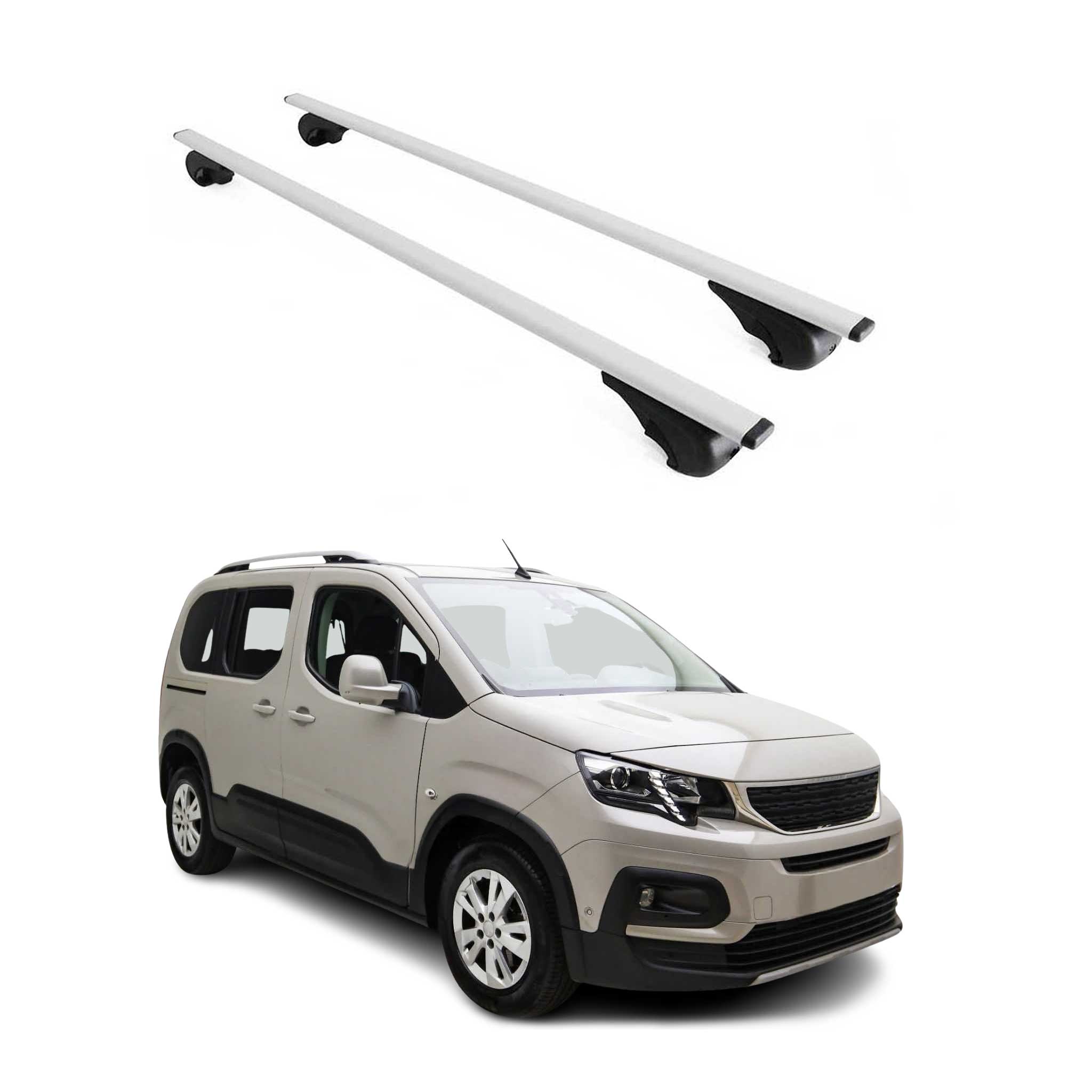 Omac Dachträger Querträger Für Peugeot Rifter 2018-2026 – Abschließbar – Max. 75 Kg – 2 Stangen Stahl Silber