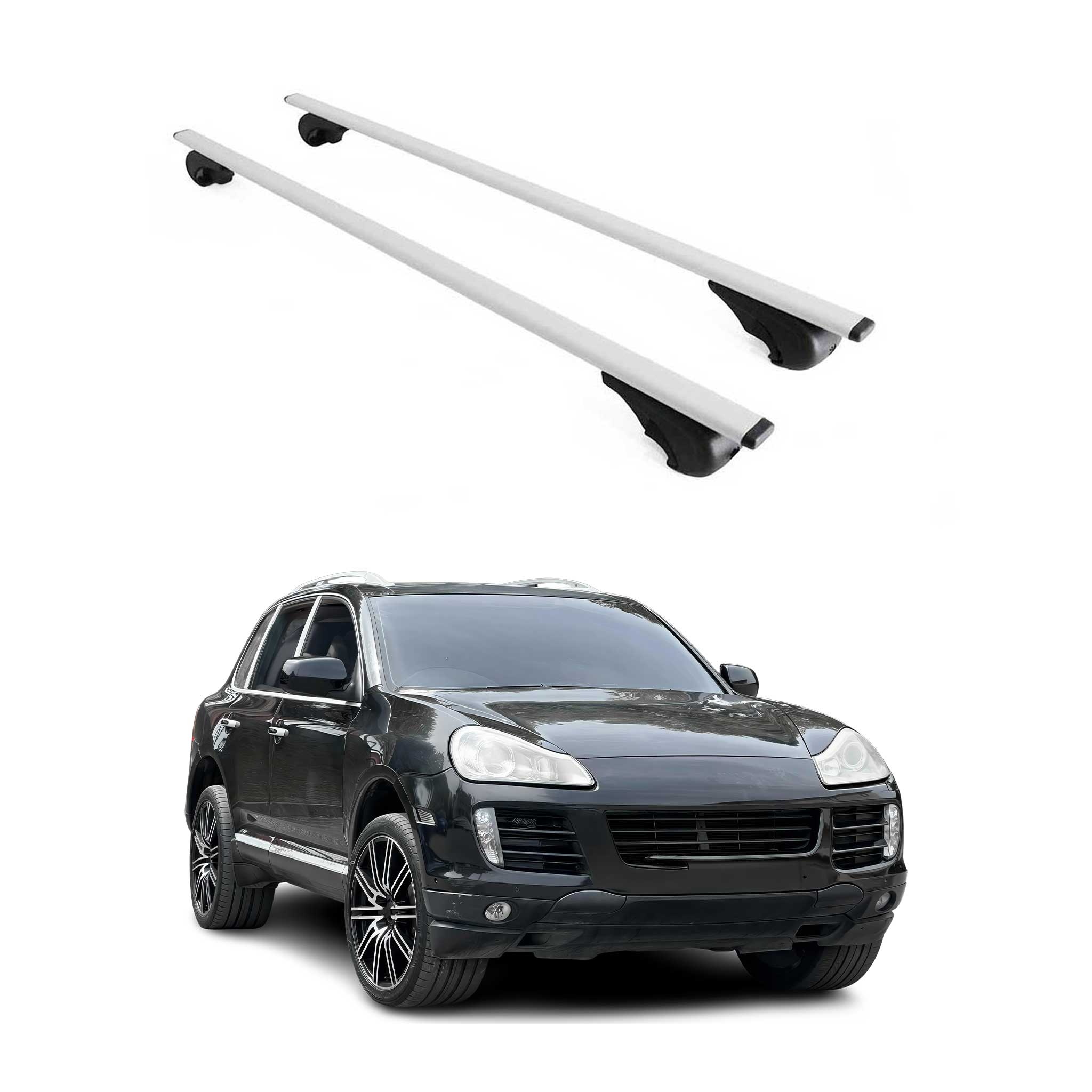 Omac Dachträger Querträger Für Porsche Cayenne I 2003-2010 – Abschließbar – Max. 75 Kg – 2 Stangen Stahl Silber