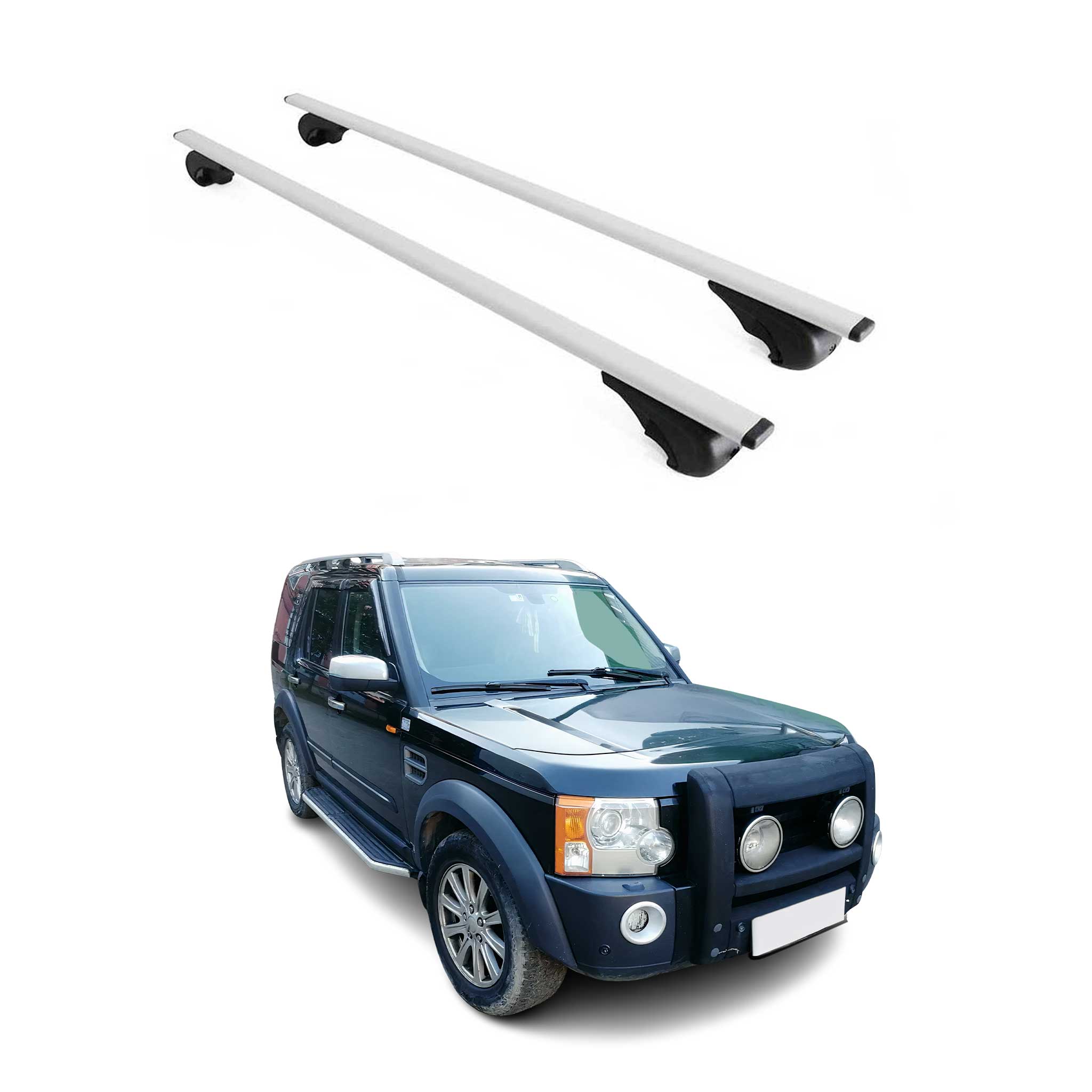 Omac Dachträger Querträger Für Land Rover Discovery Lr3 L319 2004-2009 – Abschließbar – Max. 75 Kg – 2 Stangen Stahl Silber