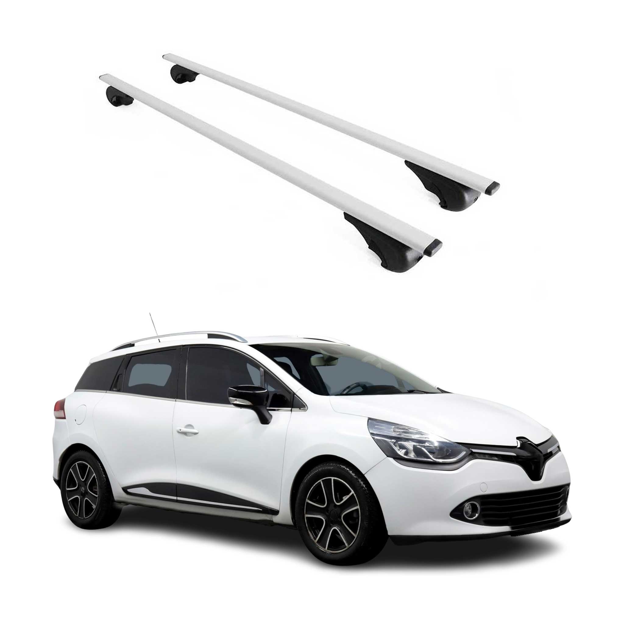 Omac Dachträger Querträger Für Renault Clio Iv Grandtour 2012-2019 – Abschließbar – Max. 75 Kg – 2 Stangen Stahl Silber