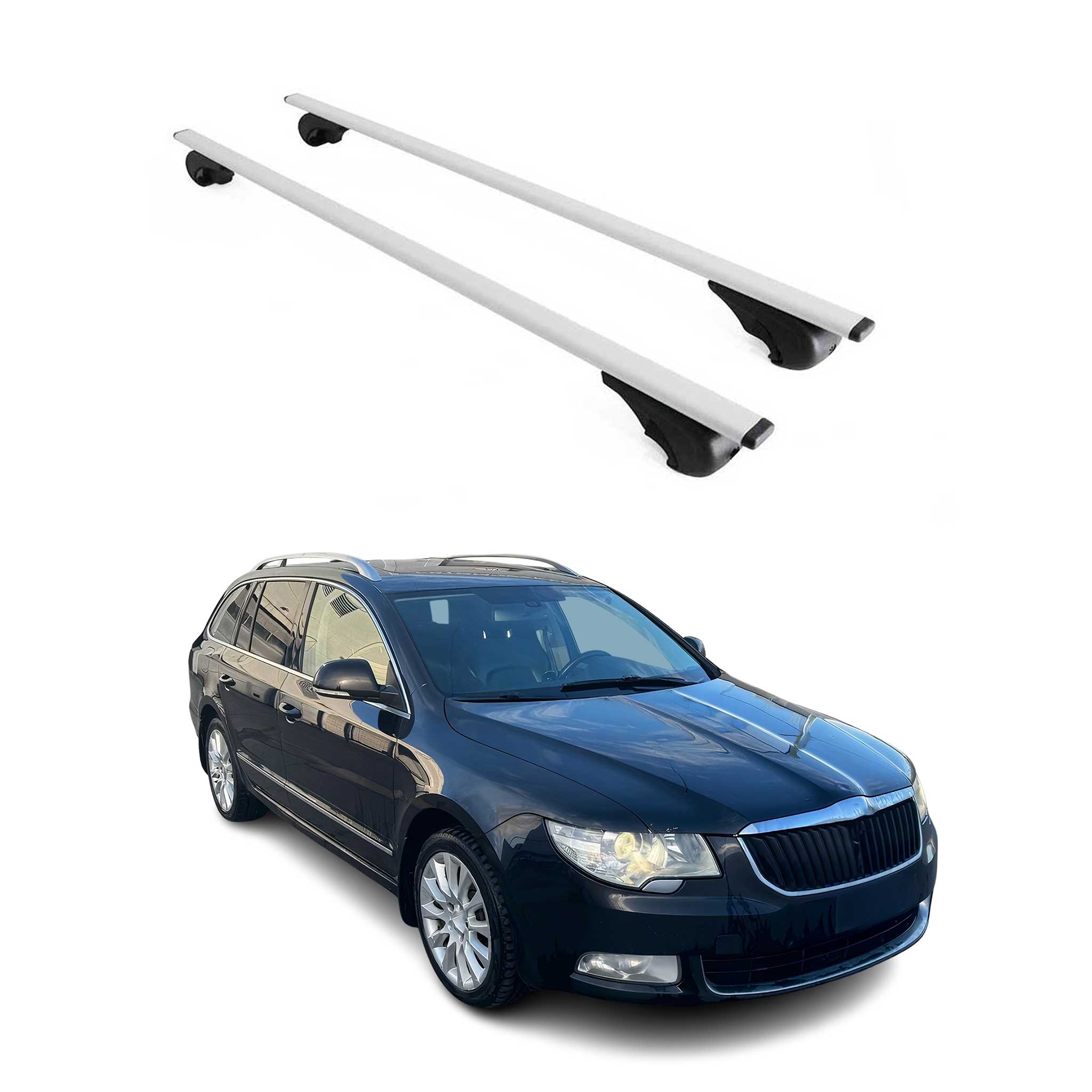 Omac Dachträger Querträger Für Skoda Superb Ii Kombi 2008-2015 – Abschließbar – Max. 75 Kg – 2 Stangen Stahl Silber