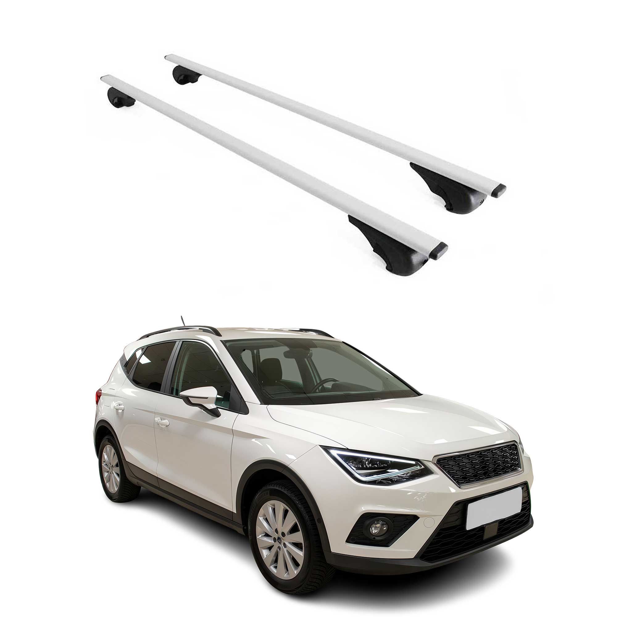 Omac Dachträger Querträger Für Seat Arona 2017-2026 – Abschließbar – Max. 75 Kg – 2 Stangen Stahl Silber