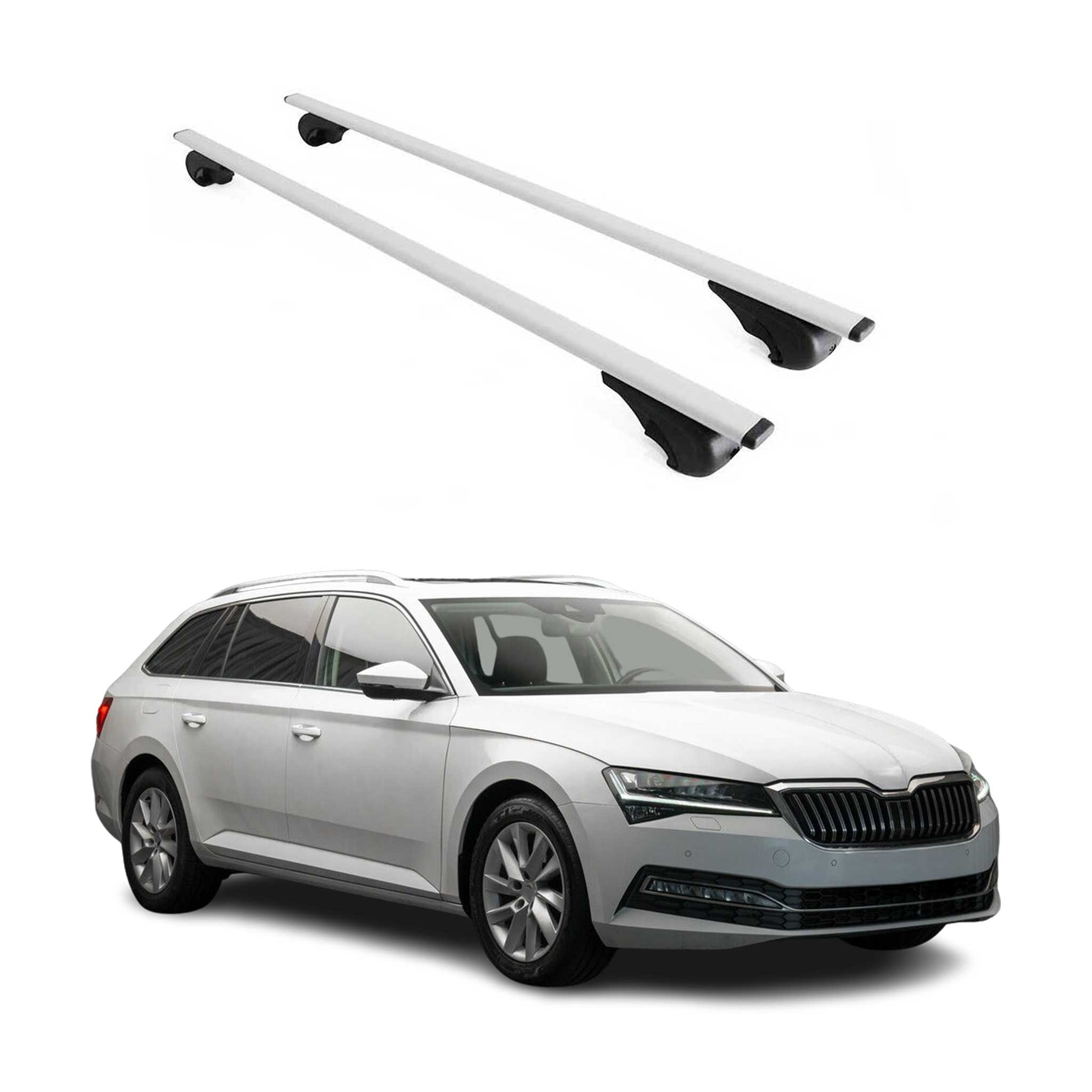 Omac Dachträger Querträger Für Skoda Superb Iii Kombi 2015-2024 – Abschließbar – Max. 75 Kg – 2 Stangen Stahl Silber