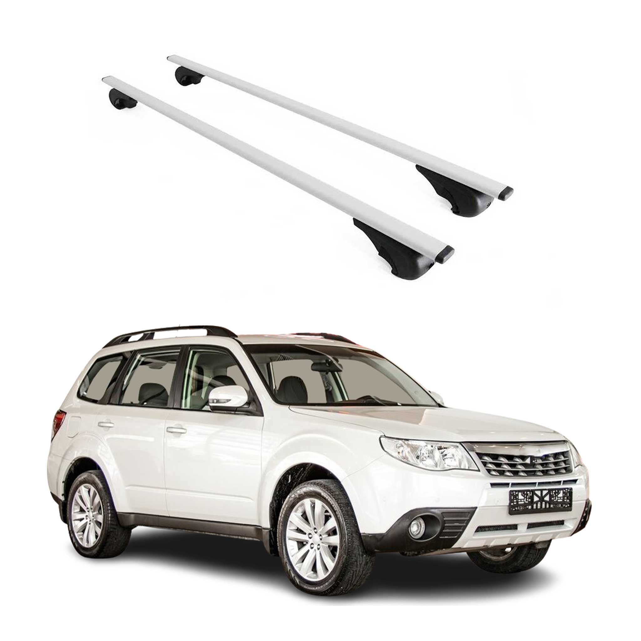 Omac Dachträger Querträger Für Subaru Forester Iii 2008-2013 – Abschließbar – Max. 75 Kg – 2 Stangen Stahl Silber
