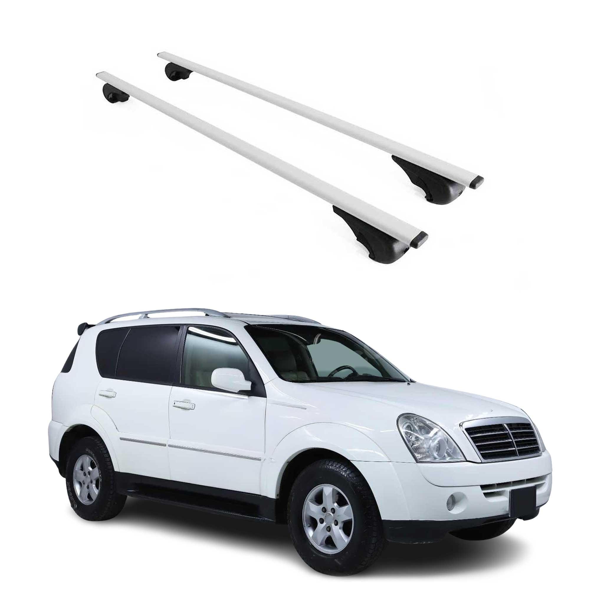 Omac Dachträger Querträger Für Ssangyong Rexton I 2001-2012 – Abschließbar – Max. 75 Kg – 2 Stangen Stahl Silber
