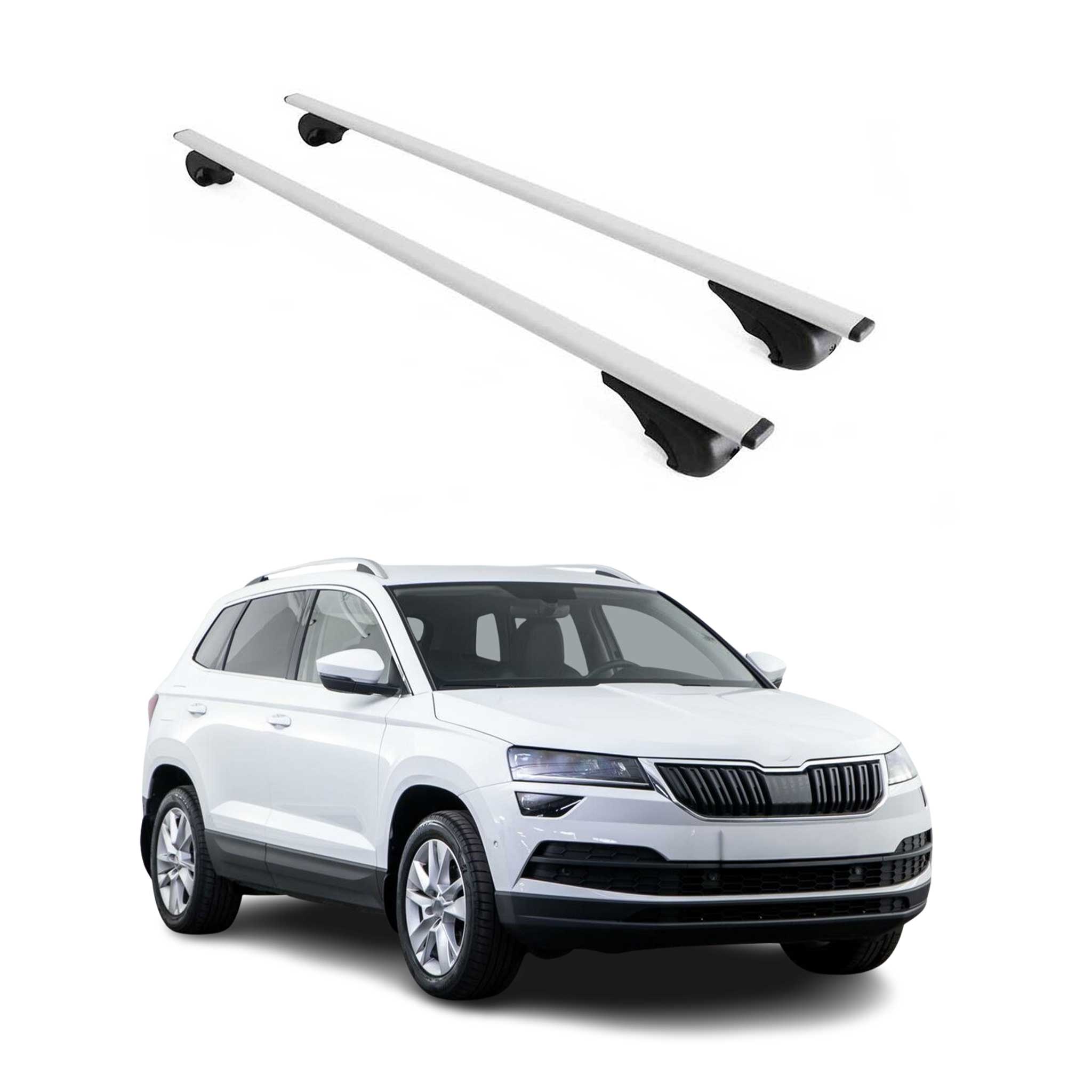 Omac Dachträger Querträger Für Skoda Karoq 2017-2026 – Abschließbar – Max. 75 Kg – 2 Stangen Stahl Silber