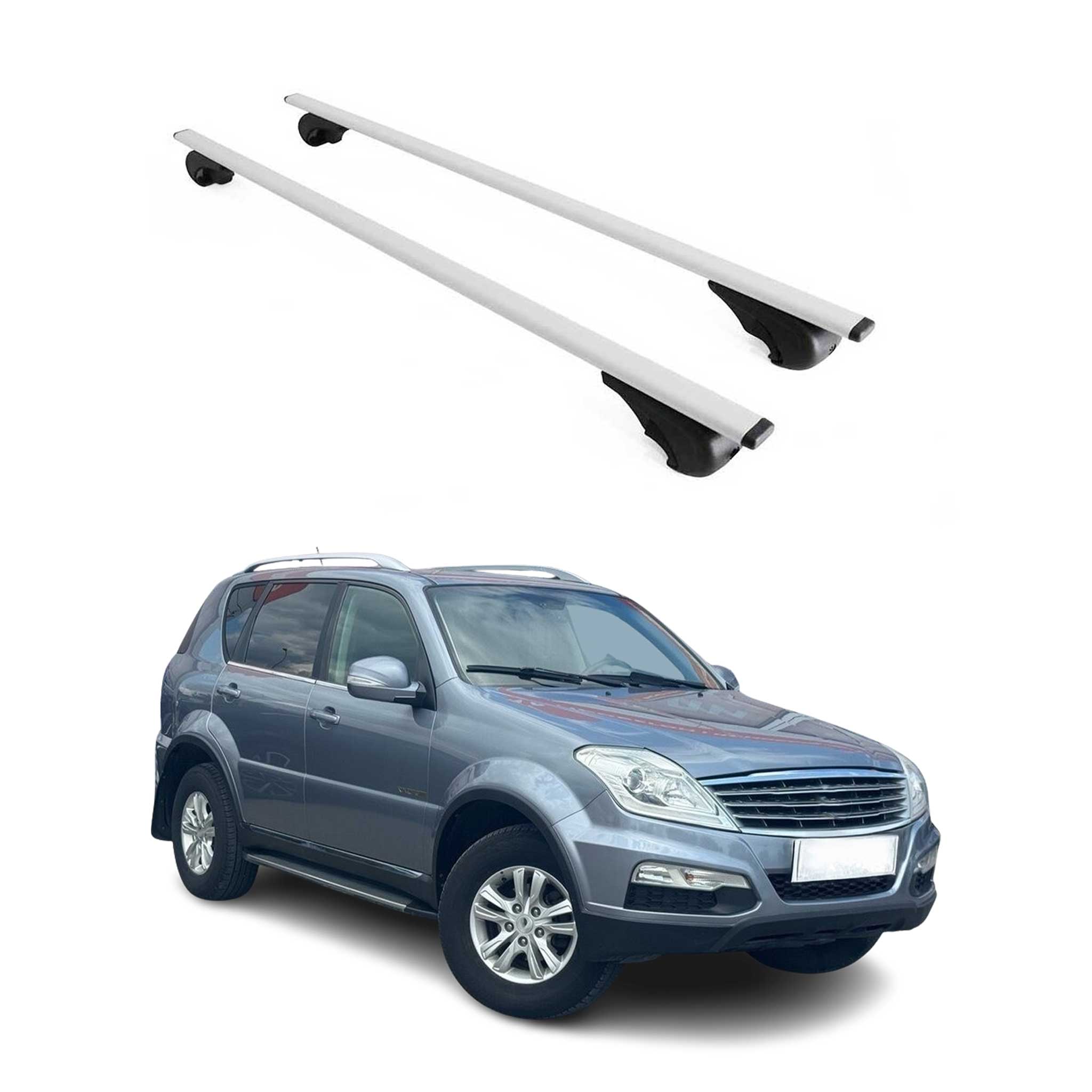 Omac Dachträger Querträger Für Ssangyong Rexton 2012-2026 – Abschließbar – Max. 75 Kg – 2 Stangen Stahl Silber