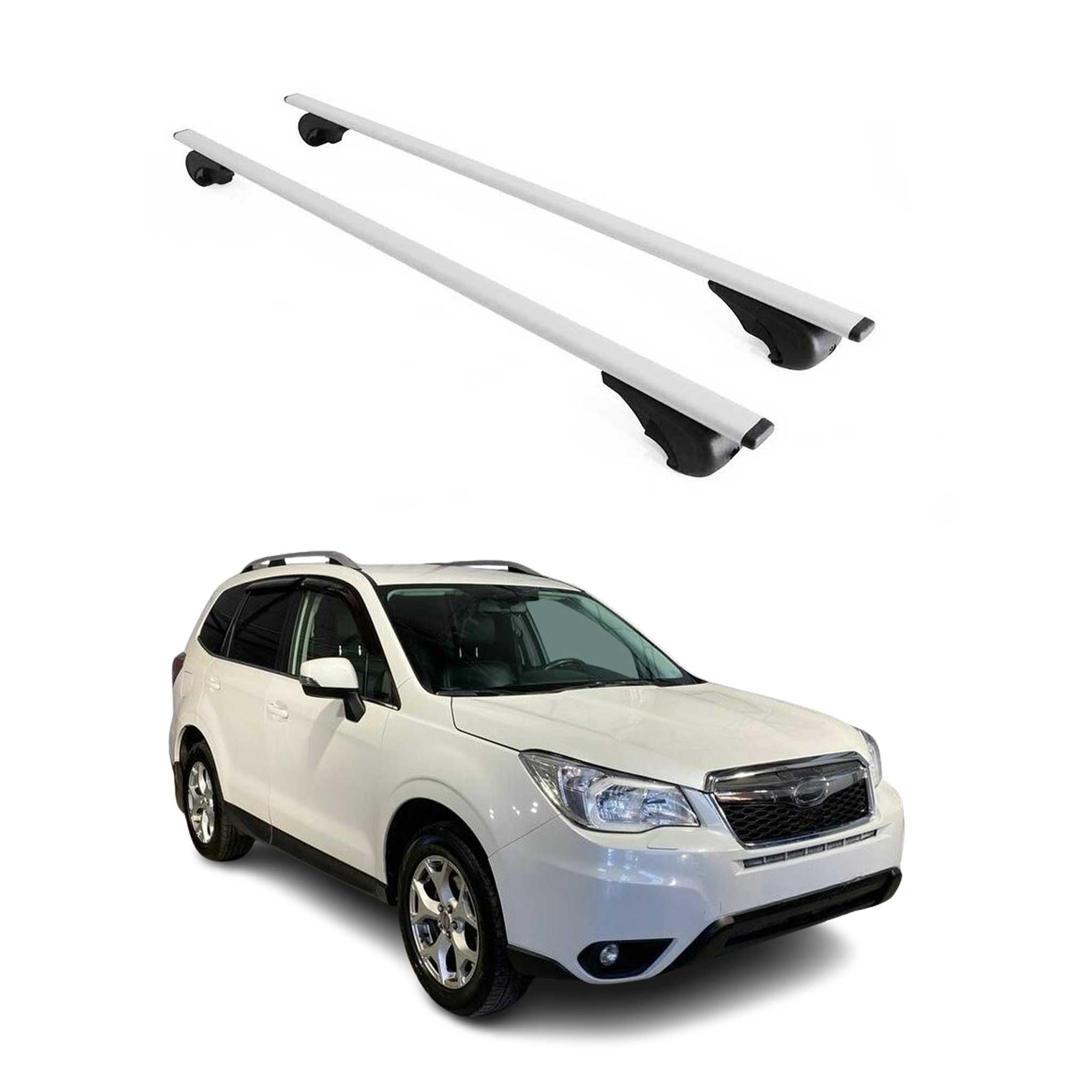 Omac Dachträger Querträger Für Subaru Forester Iv 2013-2018 – Abschließbar – Max. 75 Kg – 2 Stangen Stahl Silber