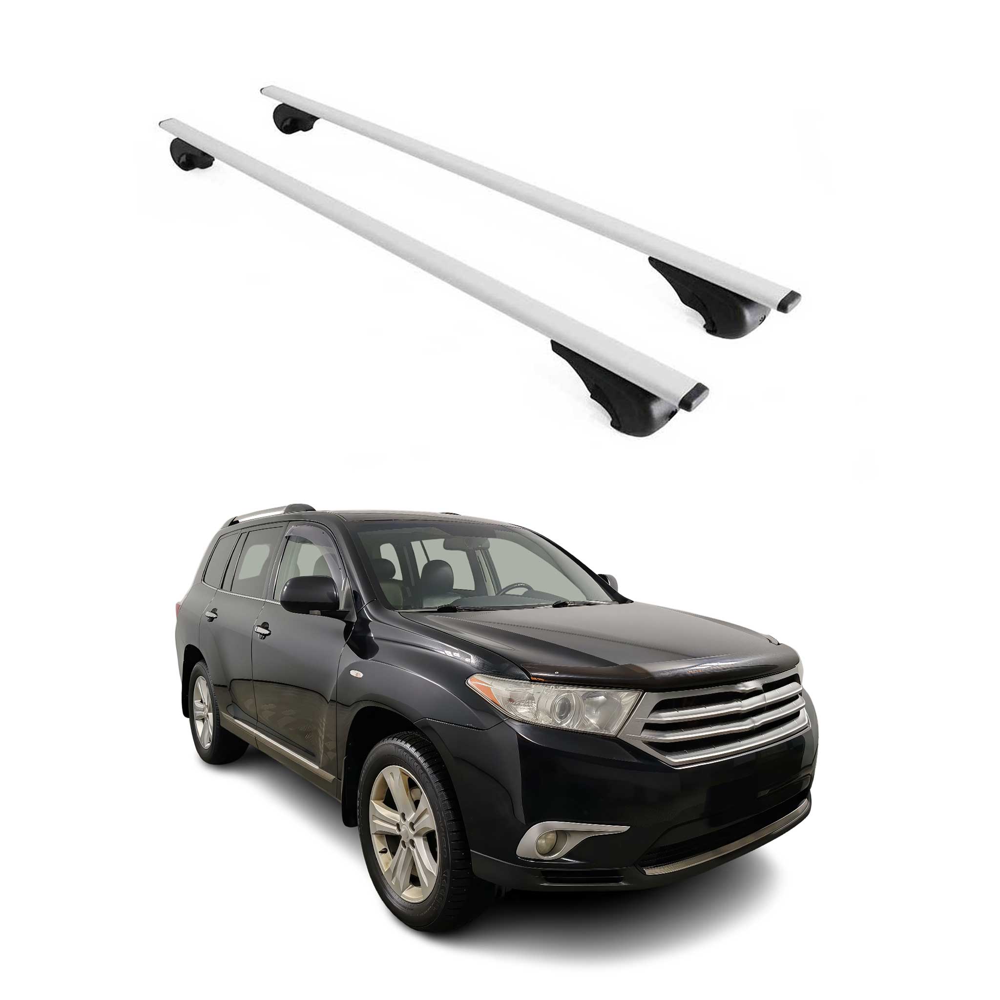 Omac Dachträger Querträger Für Toyota Highlander Ii 2008-2013 – Abschließbar – Max. 75 Kg – 2 Stangen Stahl Silber
